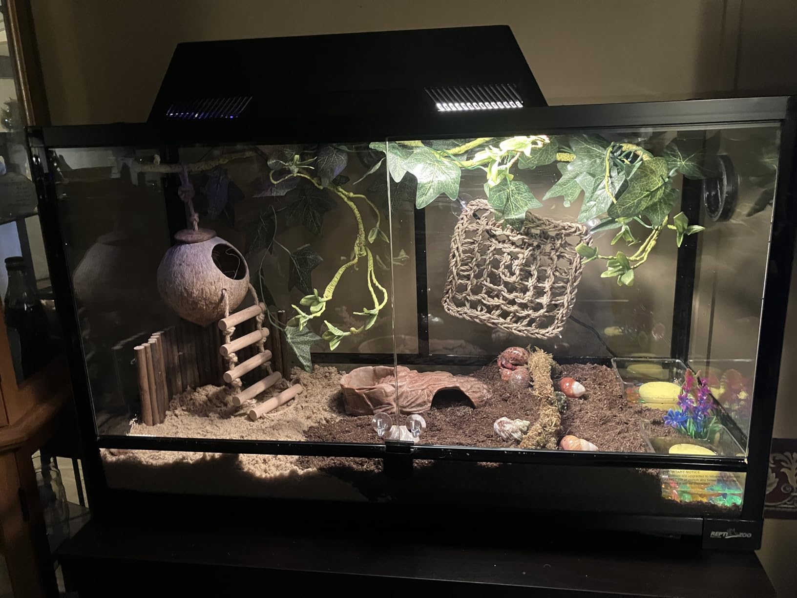 REPTI ZOO Tempered Glass Reptile Terrarium 30 Gallon, Wide Reptiles Tank 30