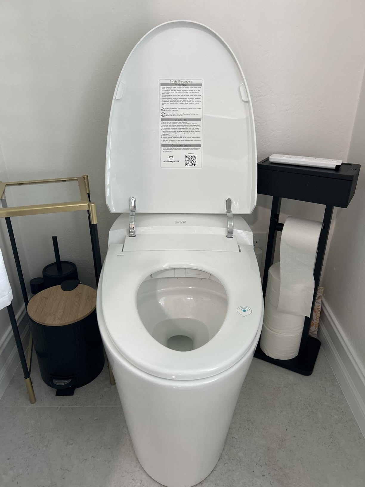 EPLO Smart Toilet, One Piece Bidet for Bathrooms, Modern Elongated Toilet with Multiple Washing, Warm Water, Dual Auto Flush, Foot Sensor Flush, Heated Seat, Electric Tankless Toilets with LED Display E16 customer photo 1