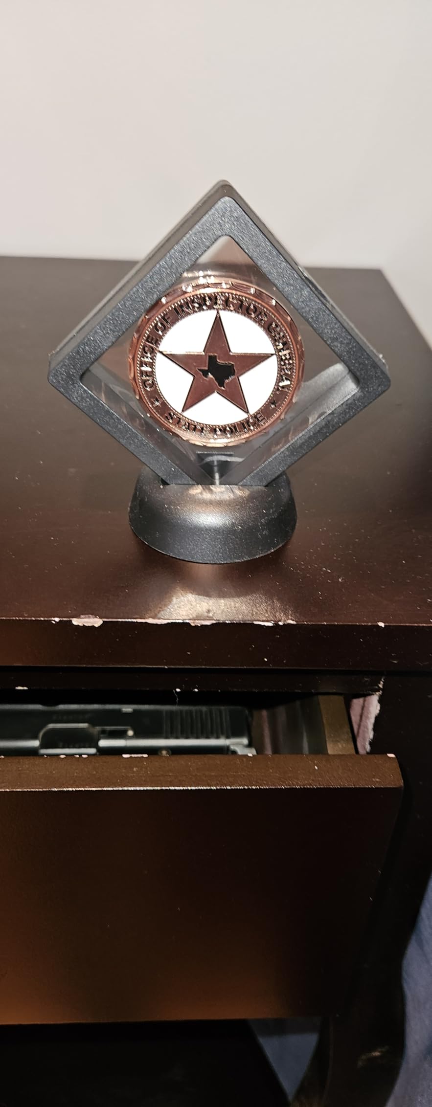 4Pcs Challenge Coin Holder, 3D Floating Frame Display Case with Stand for AA Coin Medallion Military Medal Specimen Jewelry, 2.75x2.75 inches customer photo 1