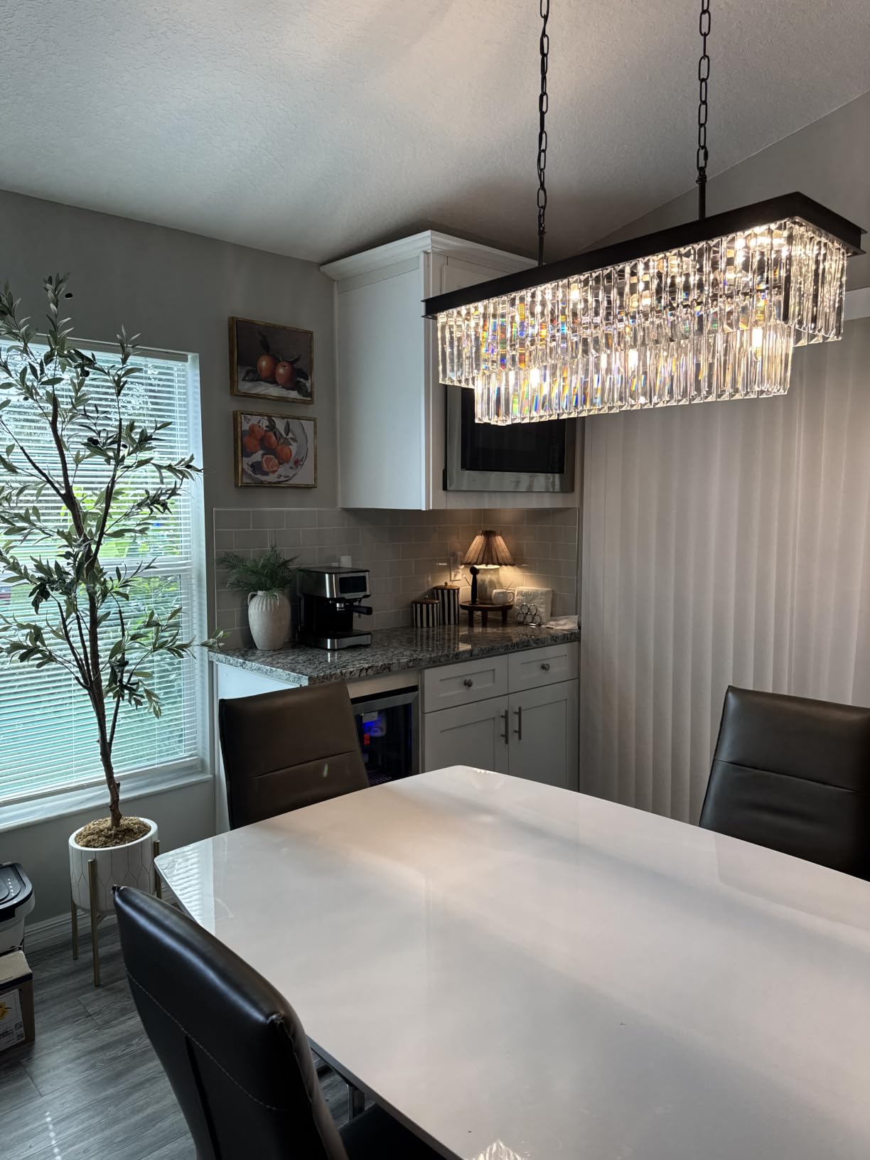 Weesalife Crystal Chandeliers for Dining Room 11-Light Black Modern Chandelier Rectangle Contemporary Pendant Light Fixture for Kitchen Island Bar L33.5 Inch customer photo 2