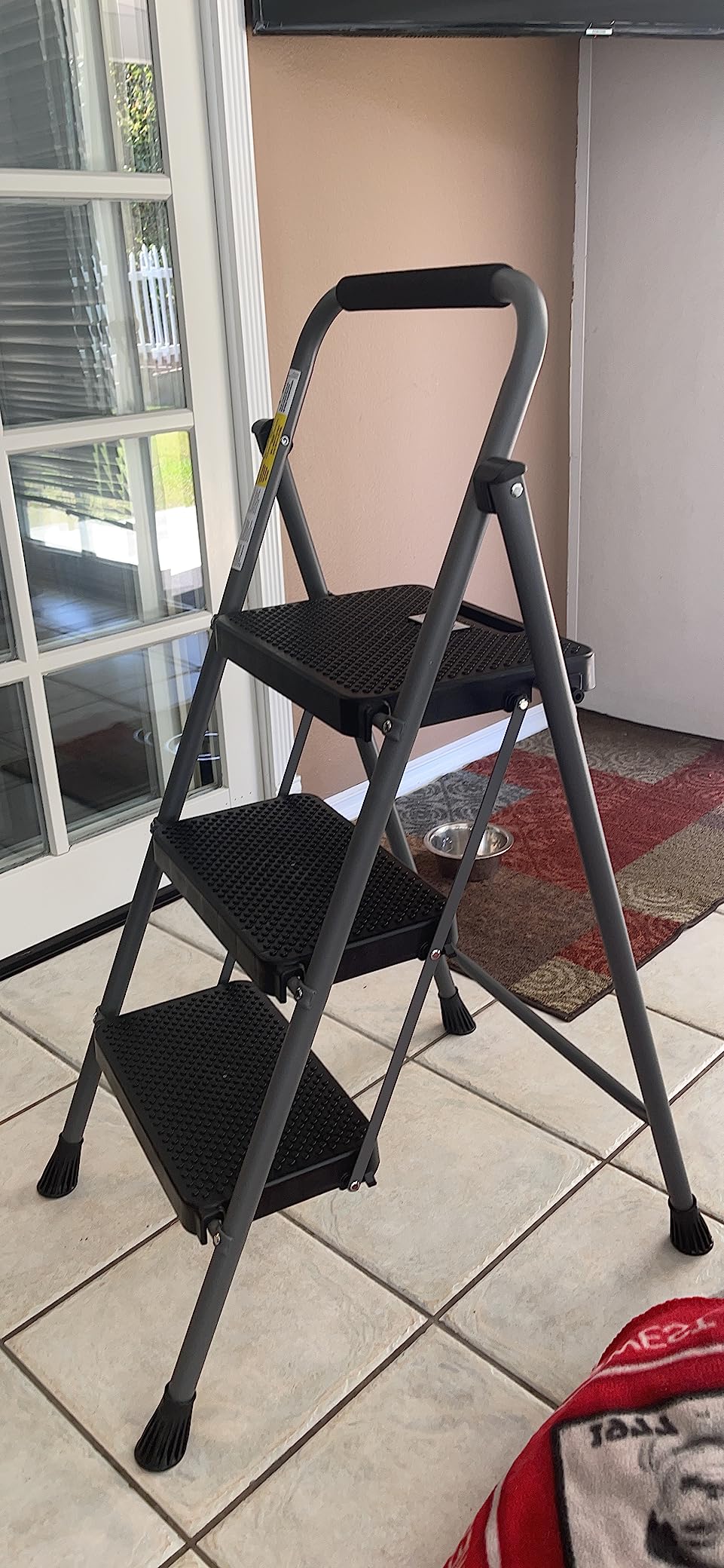GOLYTON 3 Step Ladder, Step Stools for Adults, 500lbs Capacity | Step Stool Foldable, Steel Ladder for Household and Office, Grey customer photo 1
