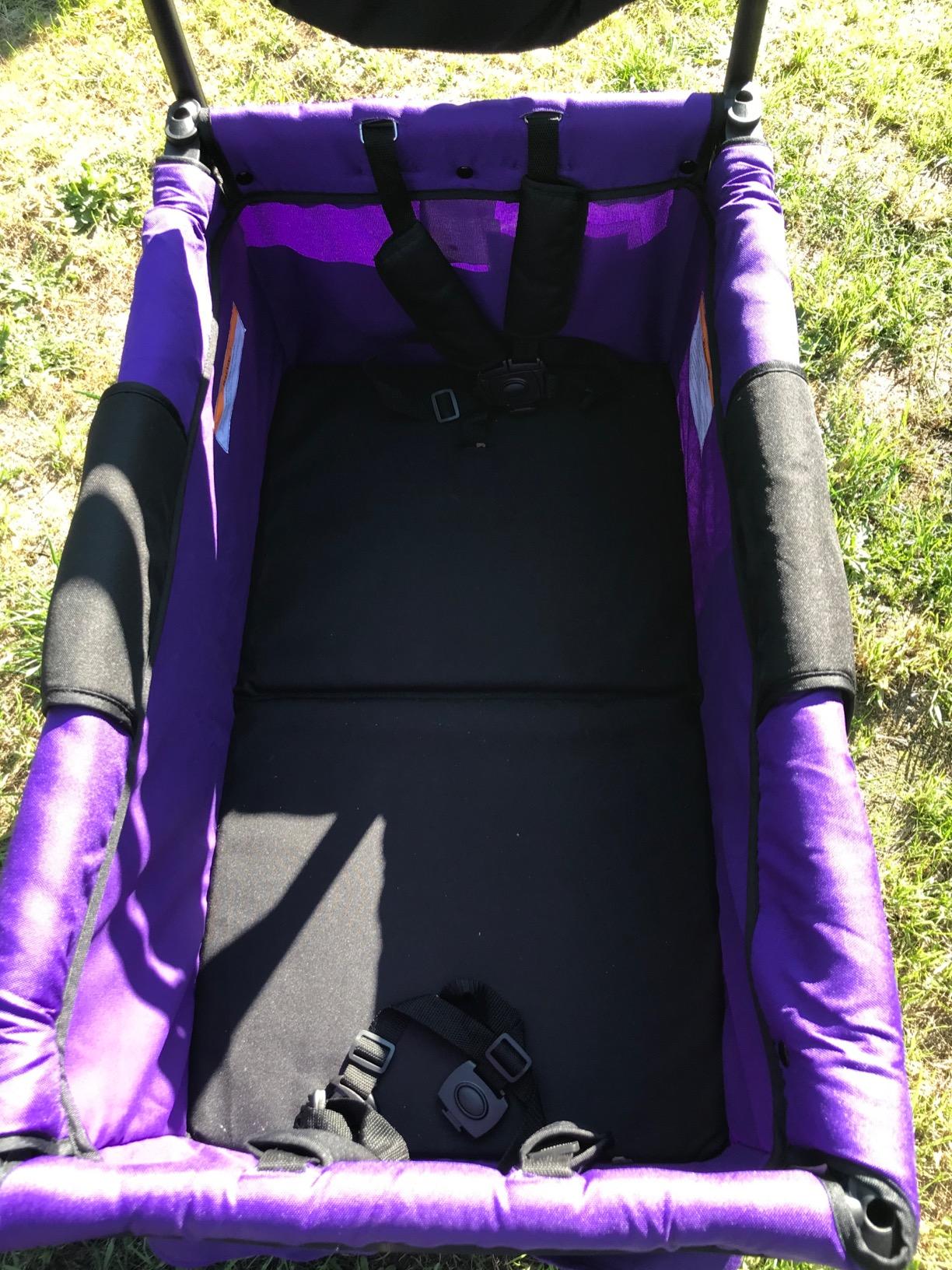 WonderFold W1 Original Stroller Wagon (2 Seater) - Wagon Stroller with Seats with 5-Point Harnesses, Adjustable Push Handle, and Sun Canopy, Jet Black customer photo 2