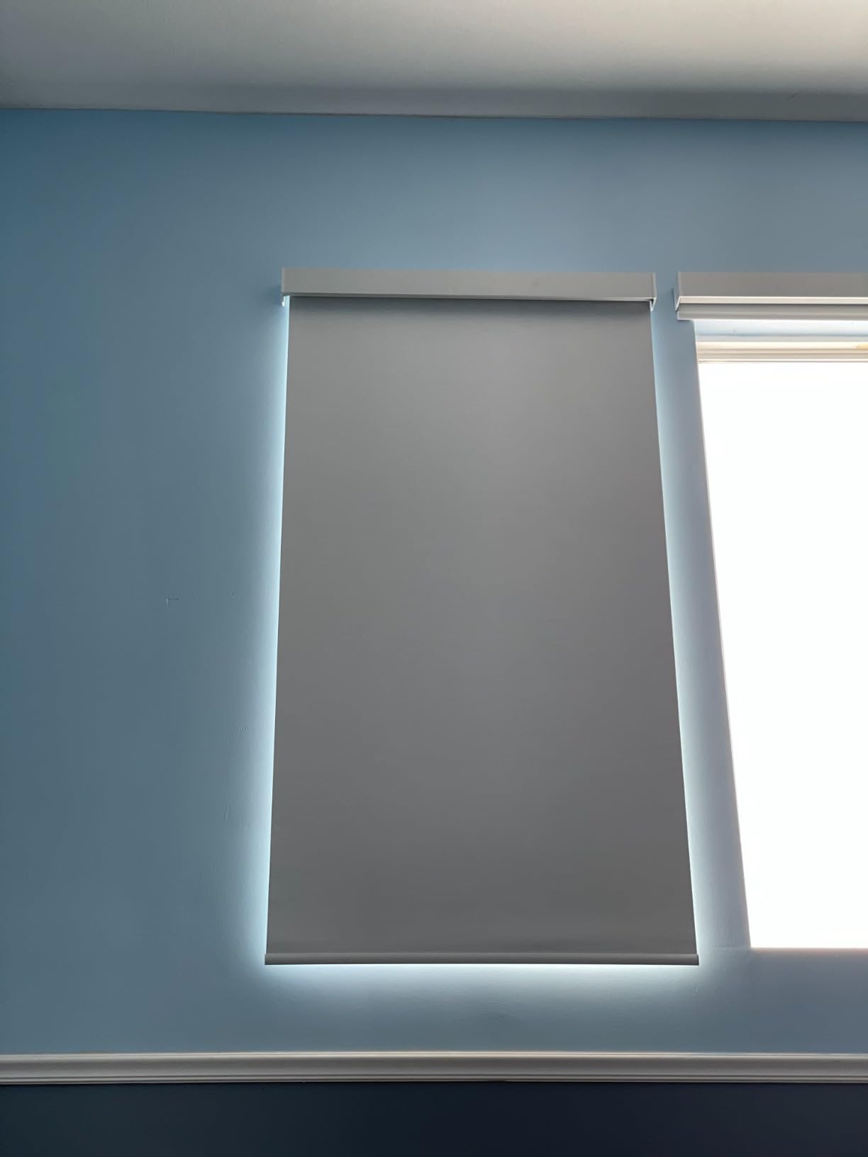 Motorized Roller Shades, 100% Blackout, Linen White | Automatic Blinds for Indoor Windows, Works with Alexa Google Apple Home, Remote & App Control, Solar/USB Charging, Custom Size customer photo 2