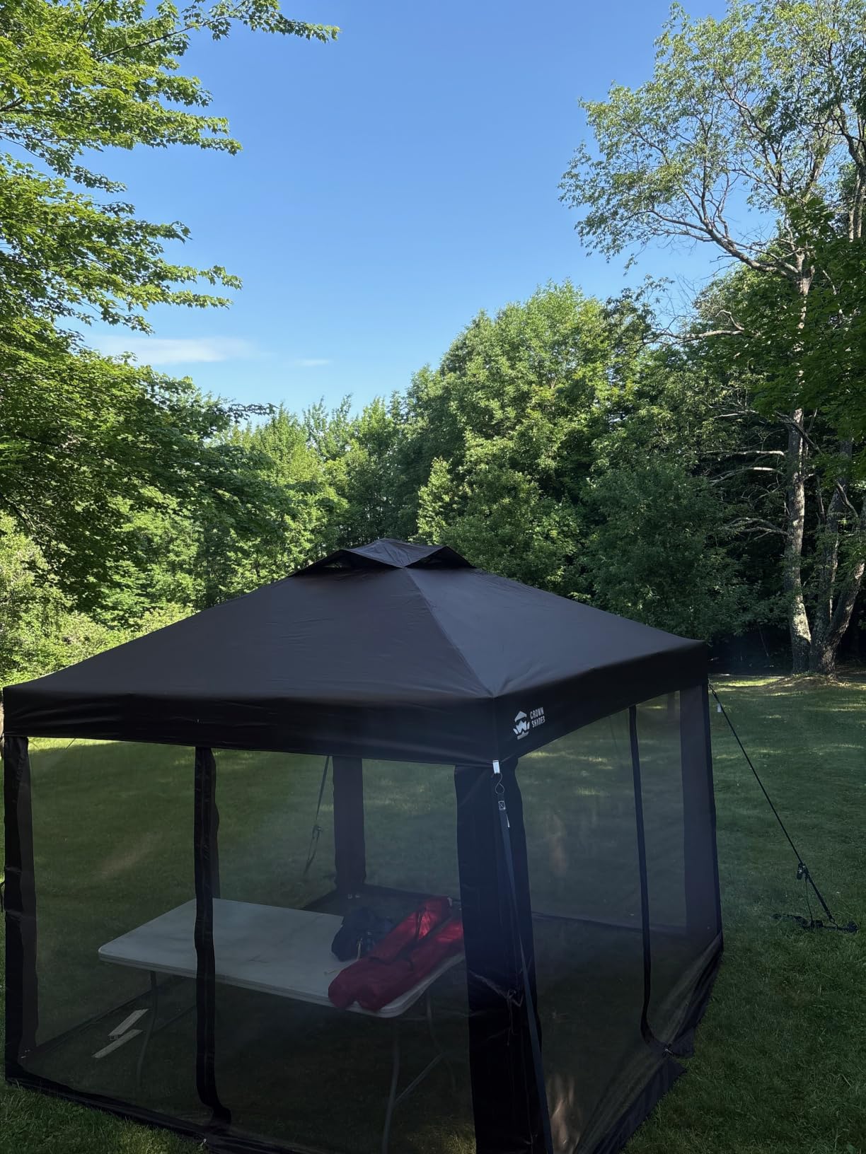 CROWN SHADES Gazebo 10x10 Pop Up Canopy with Mosquito Netting, Coffee | Screen Tent with 4 Ropes, 8 Stakes, 4 Sandbags and STO-N-GO Bag, Canopy for Patio & Backyard Parties, Camping & Events customer photo 2