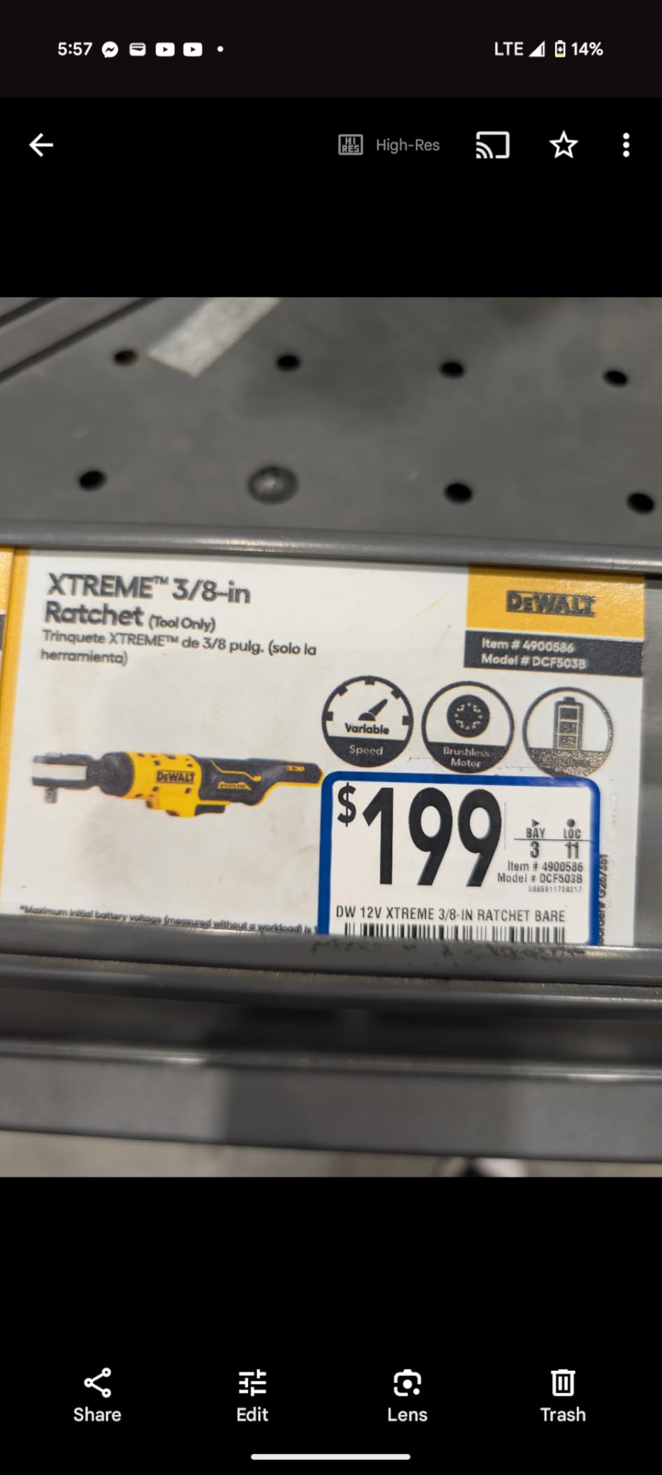 DEWALT XTREME 12V MAX Cordless Ratchet Wrench, 3/8 inch, Bare Tool Only (DCF503B) customer photo 2