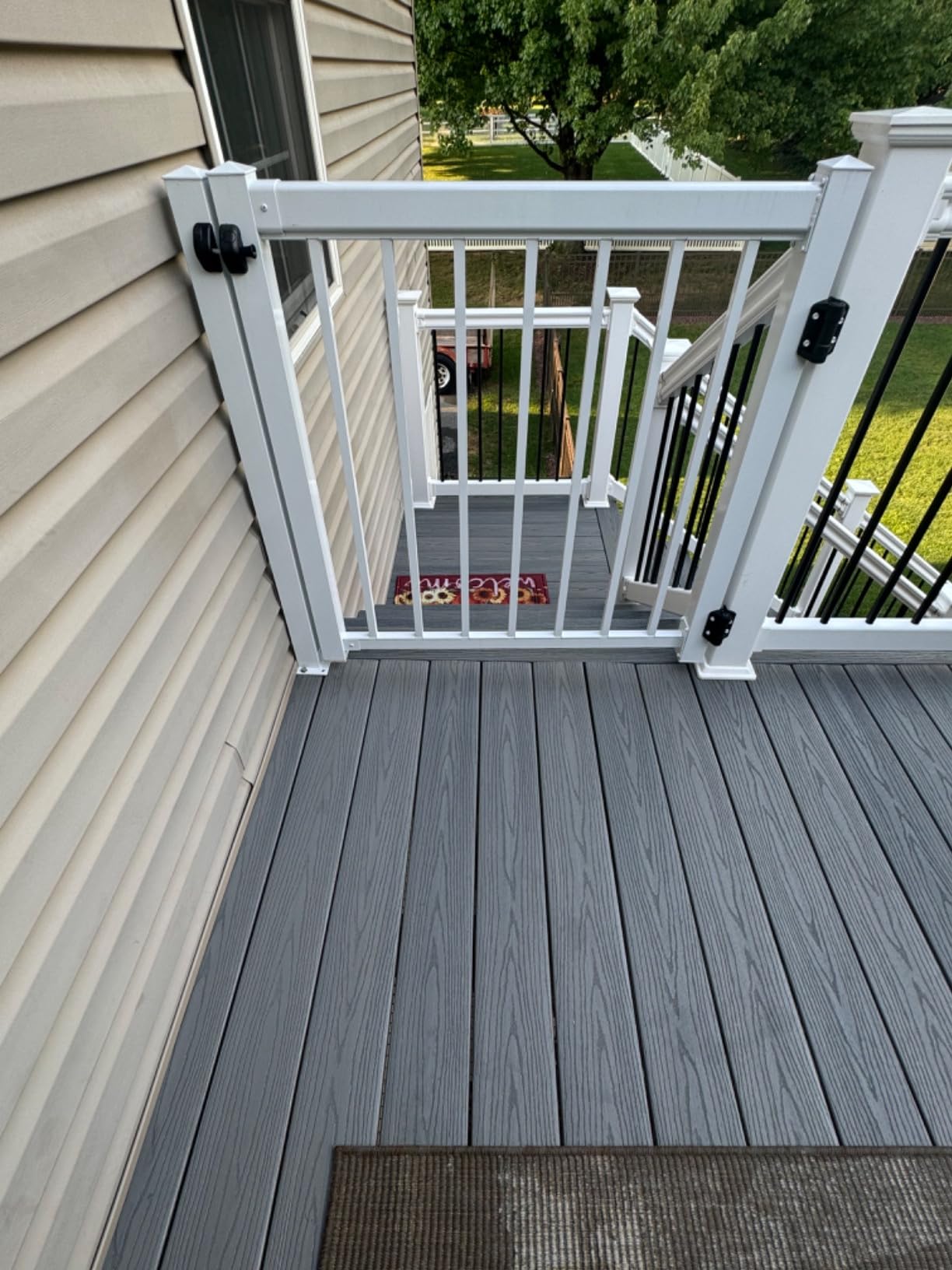 Outdoor Gate for Deck, 42 inch H, 1-1/2 inch Pickets, Fits Openings Up to 48 inch Wide, Black Aluminum Gate Kit, Hardware Mounted Outdoor Deck Gate with Hinges and Latch, Garden Gate for Outdoor Pet Safety customer photo 2