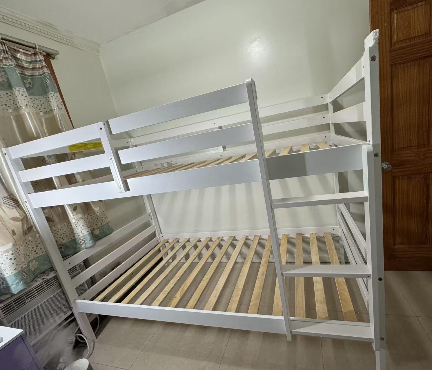 KOMFOTT Wood Bunk Bed Twin Over Twin, Bunk Bed with Ladder & Safety Guardrail, Solid Wood Bed Frame, Ideal for Dormitory & Multiple-Child Family, No Box Spring Needed, Kids Bed Frame customer photo 1