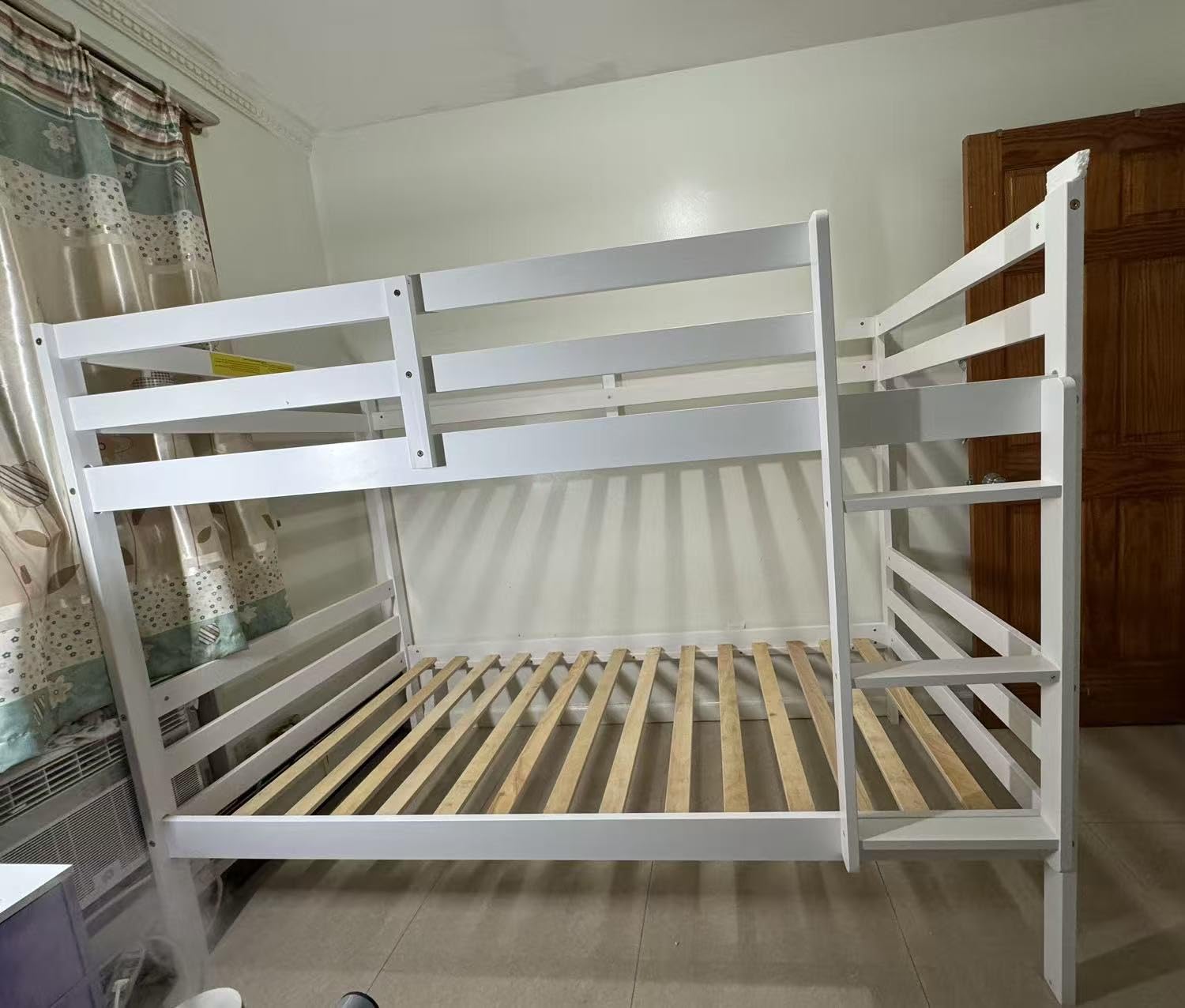 KOMFOTT Wood Bunk Bed Twin Over Twin, Bunk Bed with Ladder & Safety Guardrail, Solid Wood Bed Frame, Ideal for Dormitory & Multiple-Child Family, No Box Spring Needed, Kids Bed Frame customer photo 2