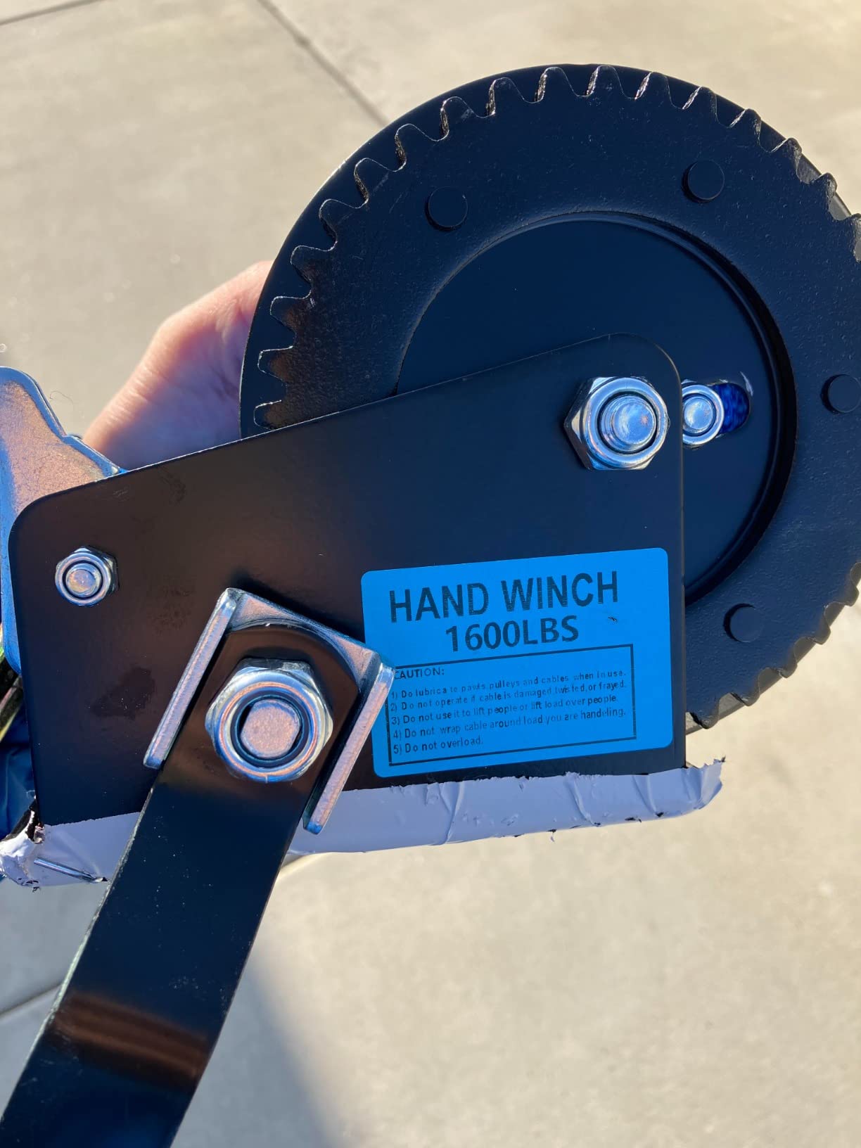 Boat Trailer Winch 1600LBS with 26ft Strap Hand Crank Winch customer photo 2