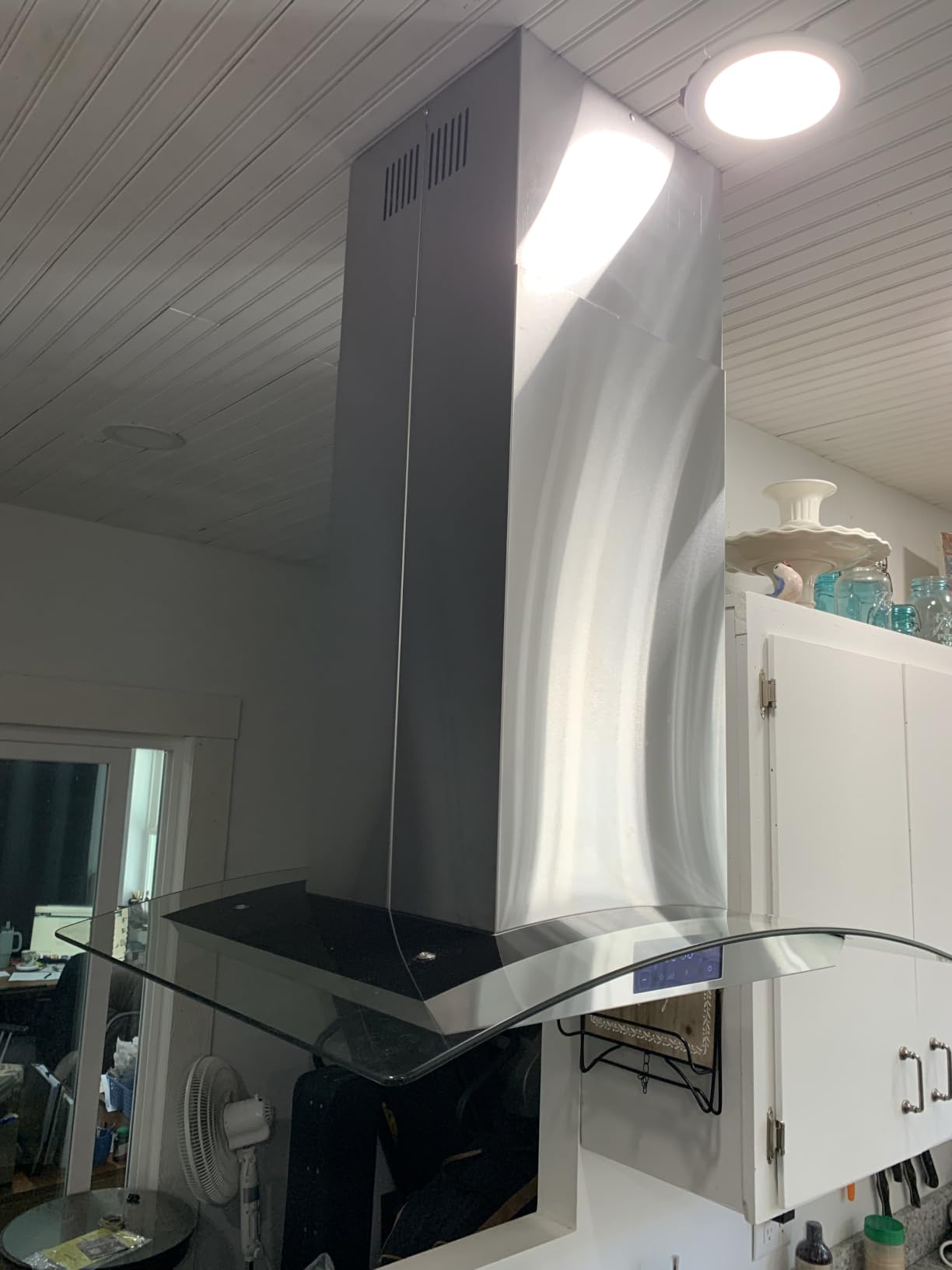 JOEAONZ Island Range Hood 30 Inch 700 CFM Gesture & Touch Control Ceiling Mount Stainless Steel Kitchen Vent Hood, Ducted/Ductless Convertible, 3-speed Ventilation Fan customer photo 2