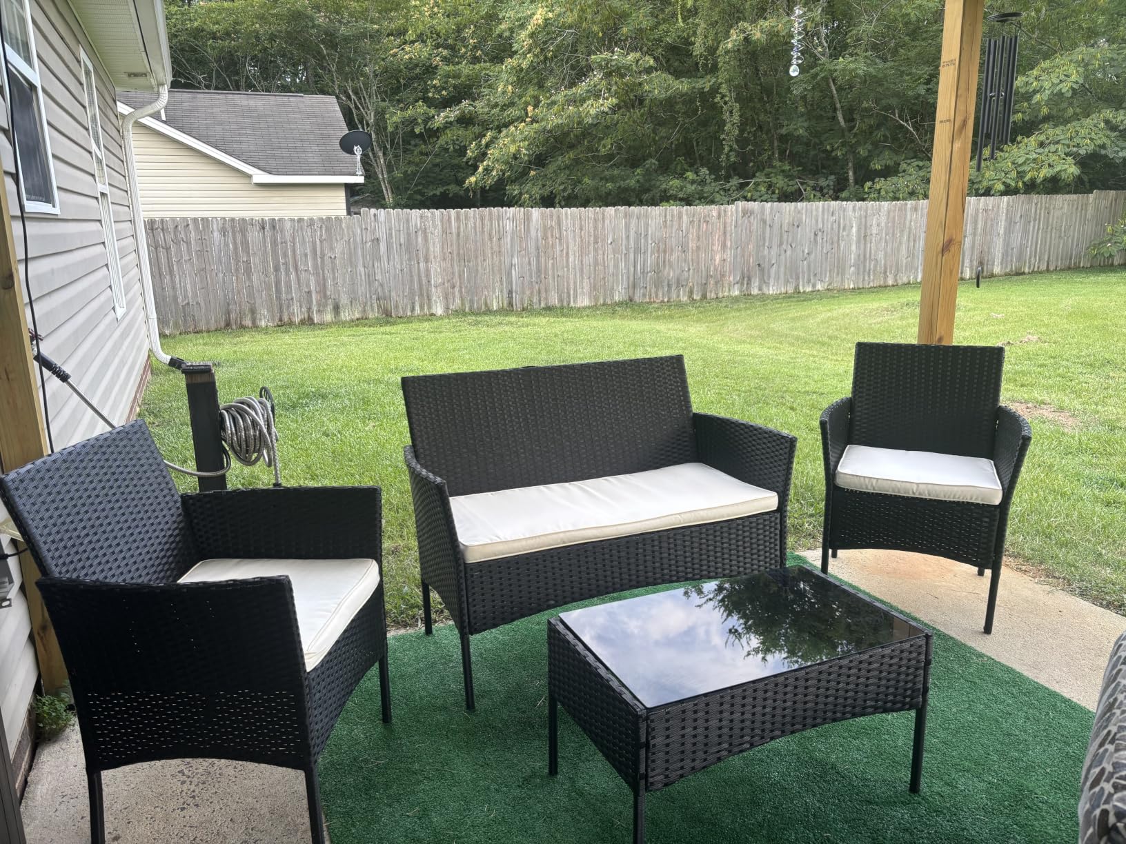 5 Pieces Patio Furniture Sets Outdoor Sectional Sofa Rattan Chair Wicker Conversation Set for Outdoor Backyard Porch Poolside Balcony Garden Furniture with Coffee Table,Khaki Cushion customer photo 1