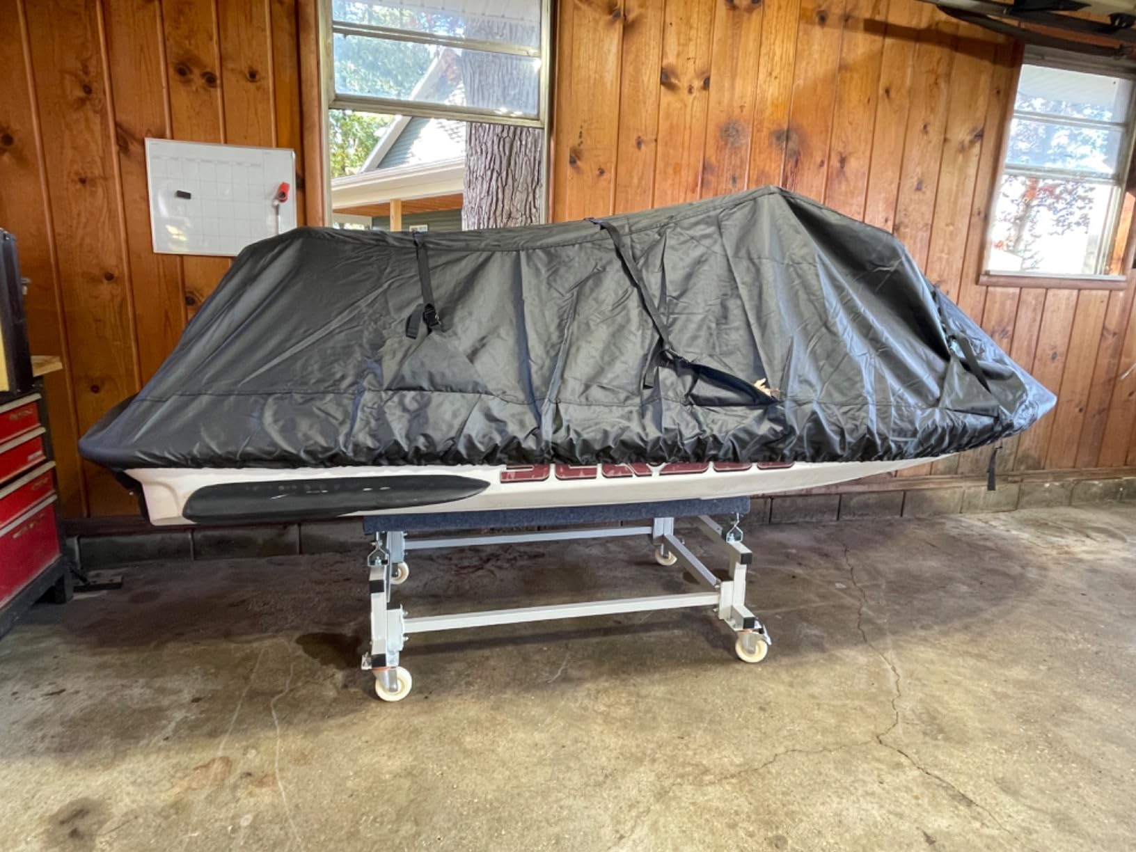 JY PERFORMANCE Watercraft PWC Dolly Boat Stand Storage Trailer Cart Dock Slipway Cart Adjustable Bunks W/ 4 Casters and 2 Brakes Carpeted to Prevent Scratch 1000lb Capacity customer photo 1