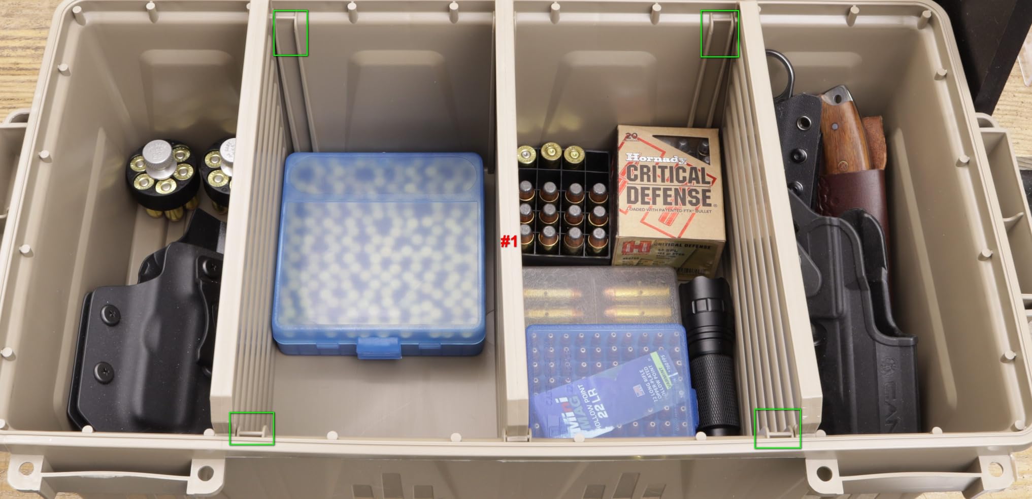 MTM ACDC30 Divided Ammo Crate Utility Box, Outdoor Gear & Tool Storage, Water-Resistant, Stackable, Snap Latch, 21