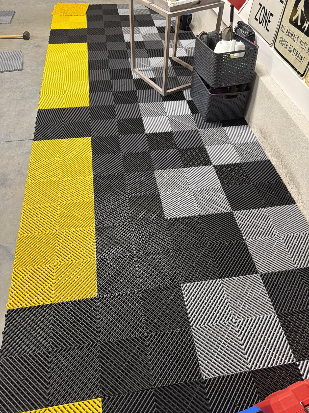 Swisstrax Ribtrax PRO Interlocking Garage Floor Tiles, 15.75 x 15.75-Inch, Pearl Grey, 24 Piece Set | Interlocking 15.75