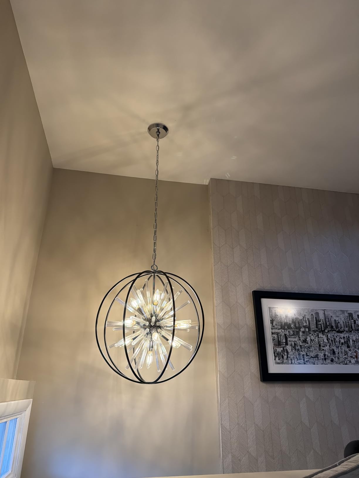 Vezzio Modern Chandelier for Entryway Foyer D27 Inch Black Globe High Ceiling Chandelier 12-Light Contemporary Hanging Light Fixture for Dining Room Kitchen Living Room Hallway Stairway customer photo 1
