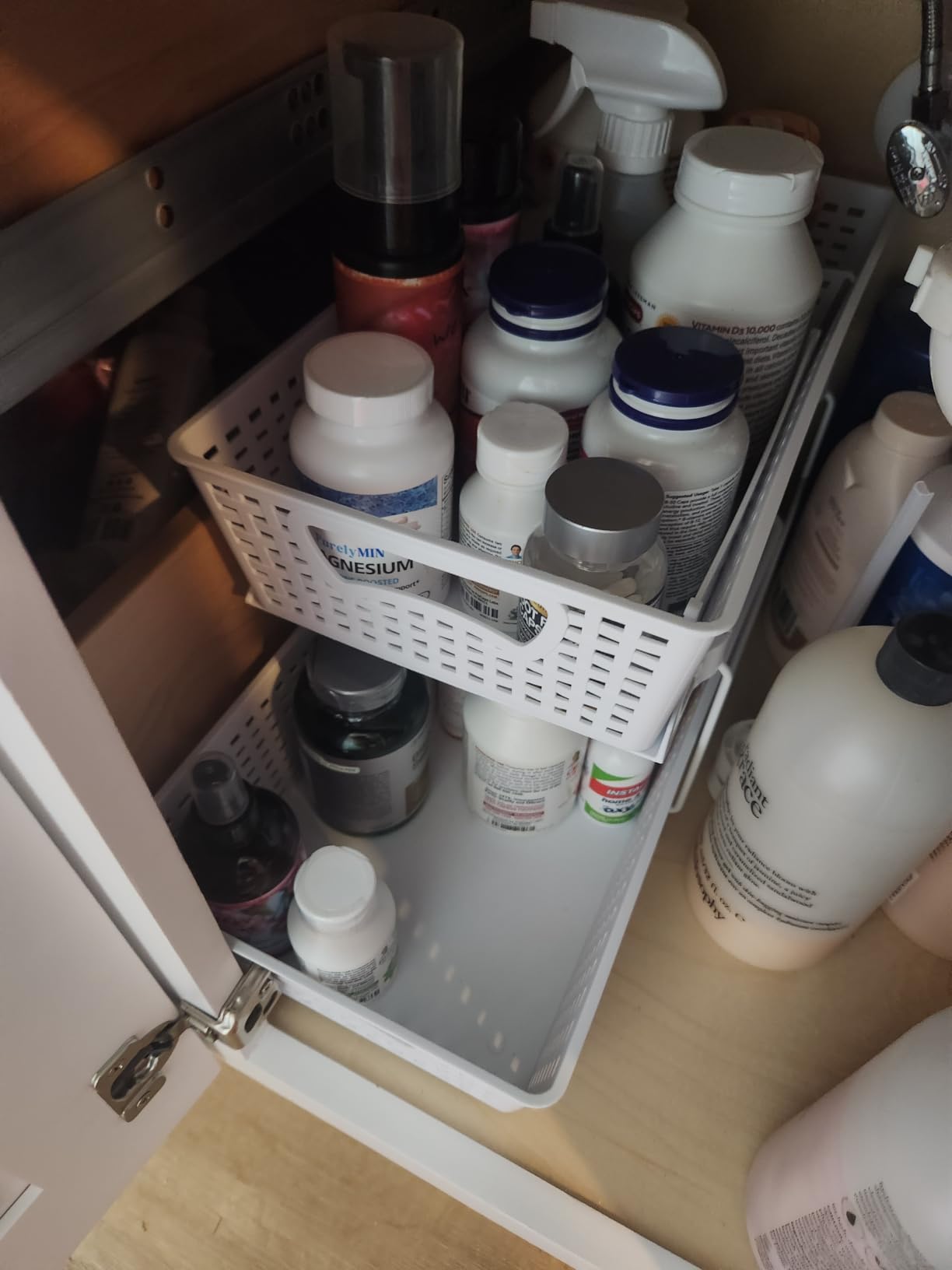 Simple Houseware 2 Tier Pull-Out Sliding Drawer Under Sink Storage, Clear | Great for Kitchen Bathroom Tray Shelf Organizer customer photo 2