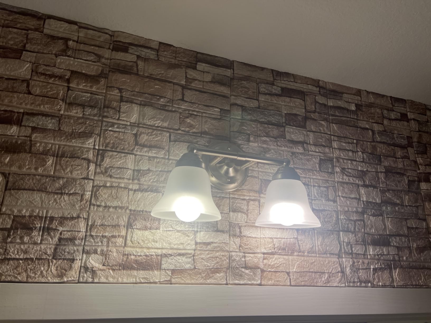 20PCS 3D Wall Panels Peel and Stick 3D Brick Wallpaper Peel and Stick Faux Stone Wall Panel Foam Brick Self-Adhesive Wallpaper (Black 20pcs) customer photo 2