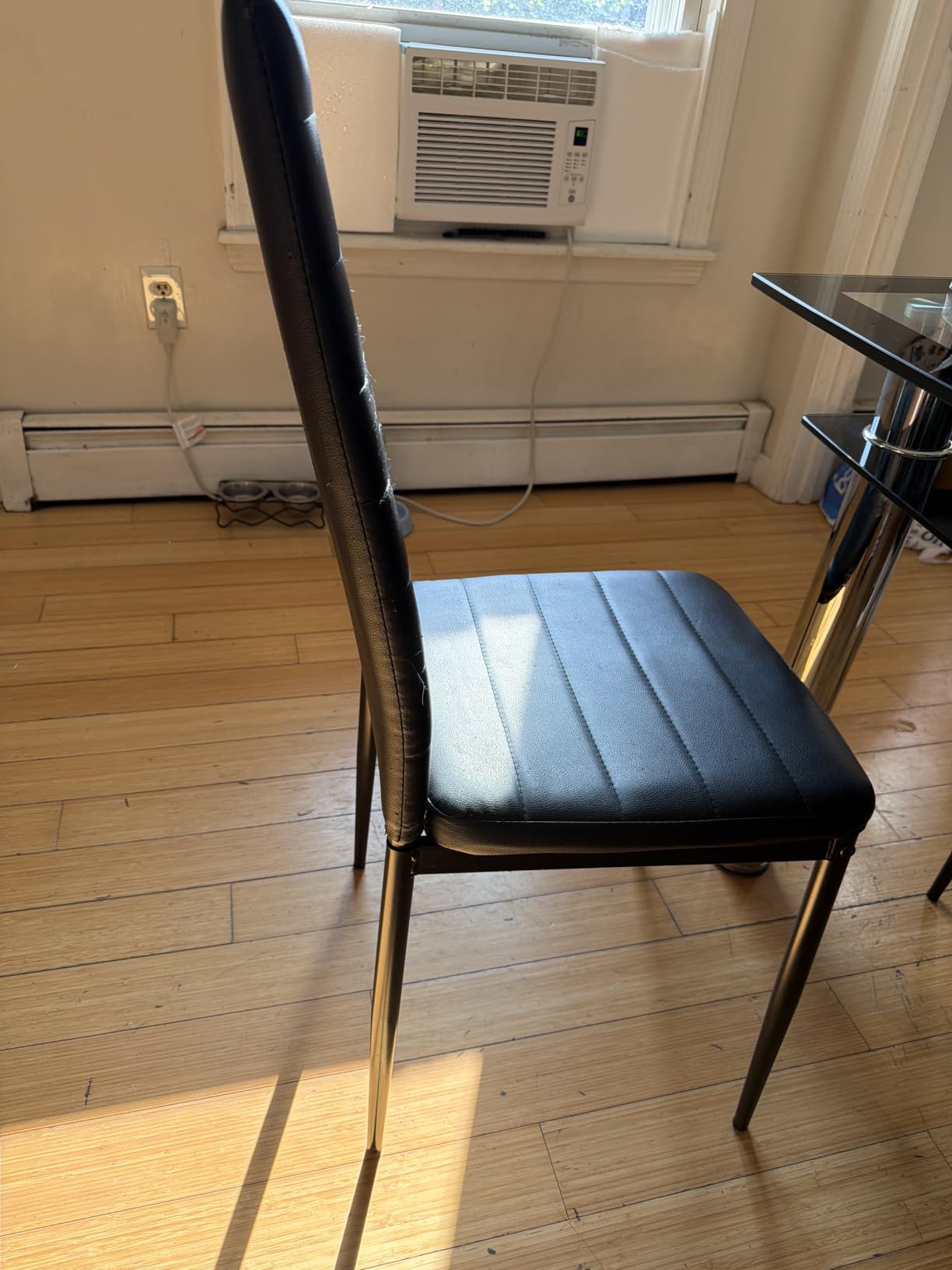 Karl home Dining Chairs Set of 4, PU Leather & High Back, Black | Black kitchen chairs with padded seats & foot cap protection for dining kitchen living room, 300lbs capacity, space-saving customer photo 1