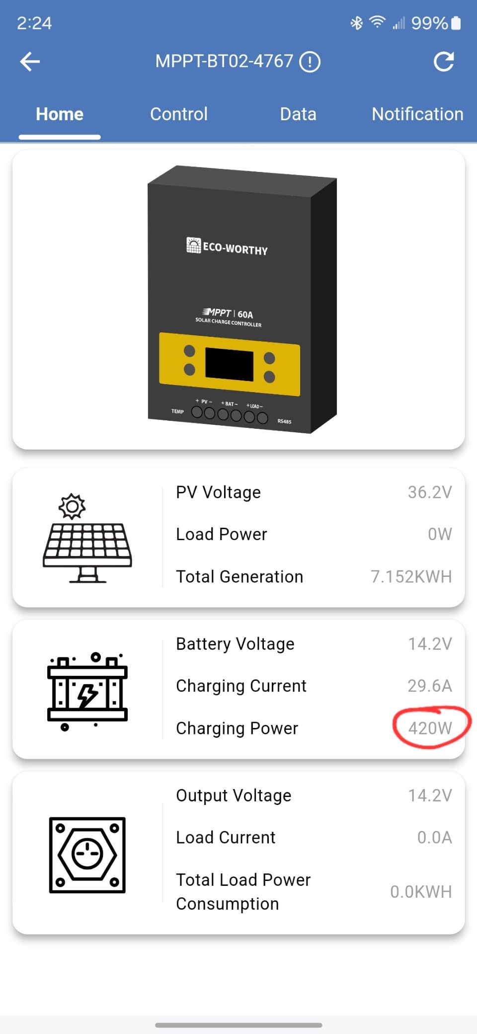 ECO-WORTHY 1.6KWH Complete Solar Panel Kit 400W 12V for RV Off Grid | 4 * 100W Solar Panel + 40A MPPT Controller + 2 * 12V 100Ah Lithium Battery + Upgraded 2000W Power Inverter + Bluetooth Module customer photo 1
