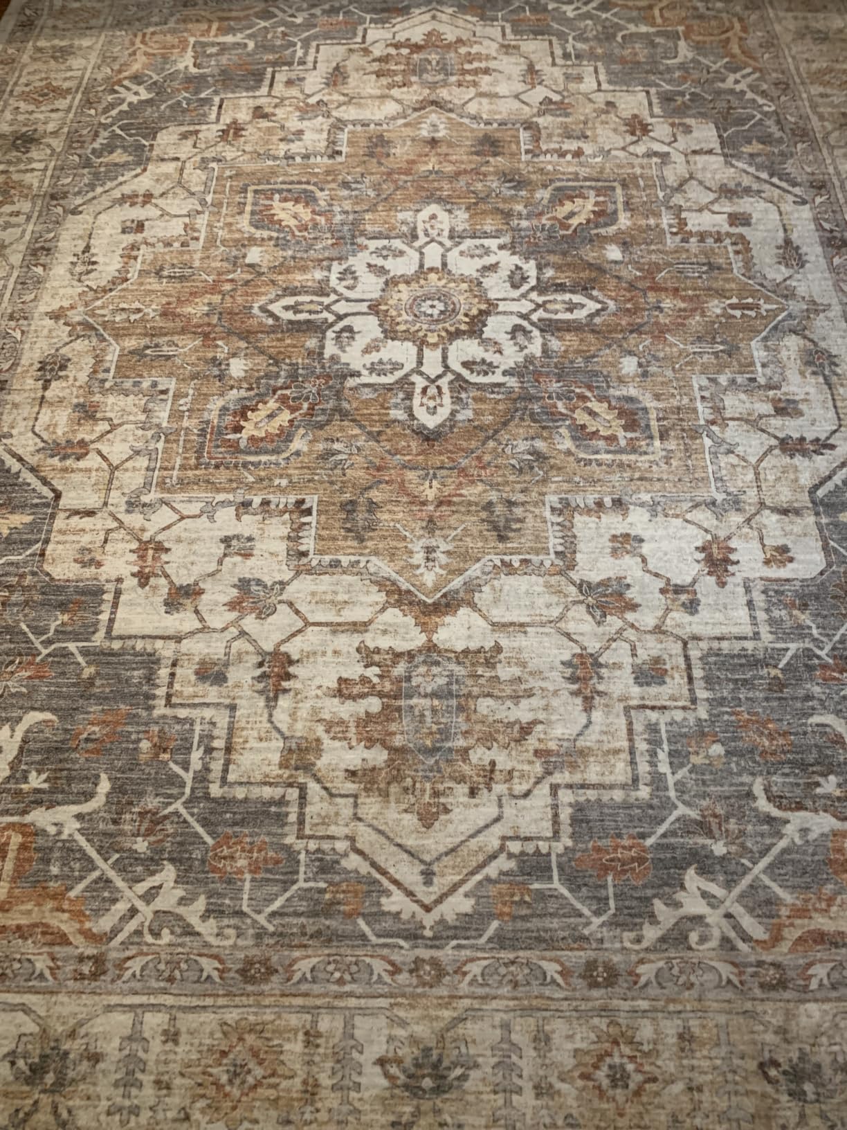 befbee 8x10 Area Rugs for Living Room, Washable Vintage Non Slip Rug Brown | Soft Throw Rugs with Low Pile Thin Stain Resistant Carpet for Dining Room Bedroom Home Office Decor 8'x10' customer photo 2