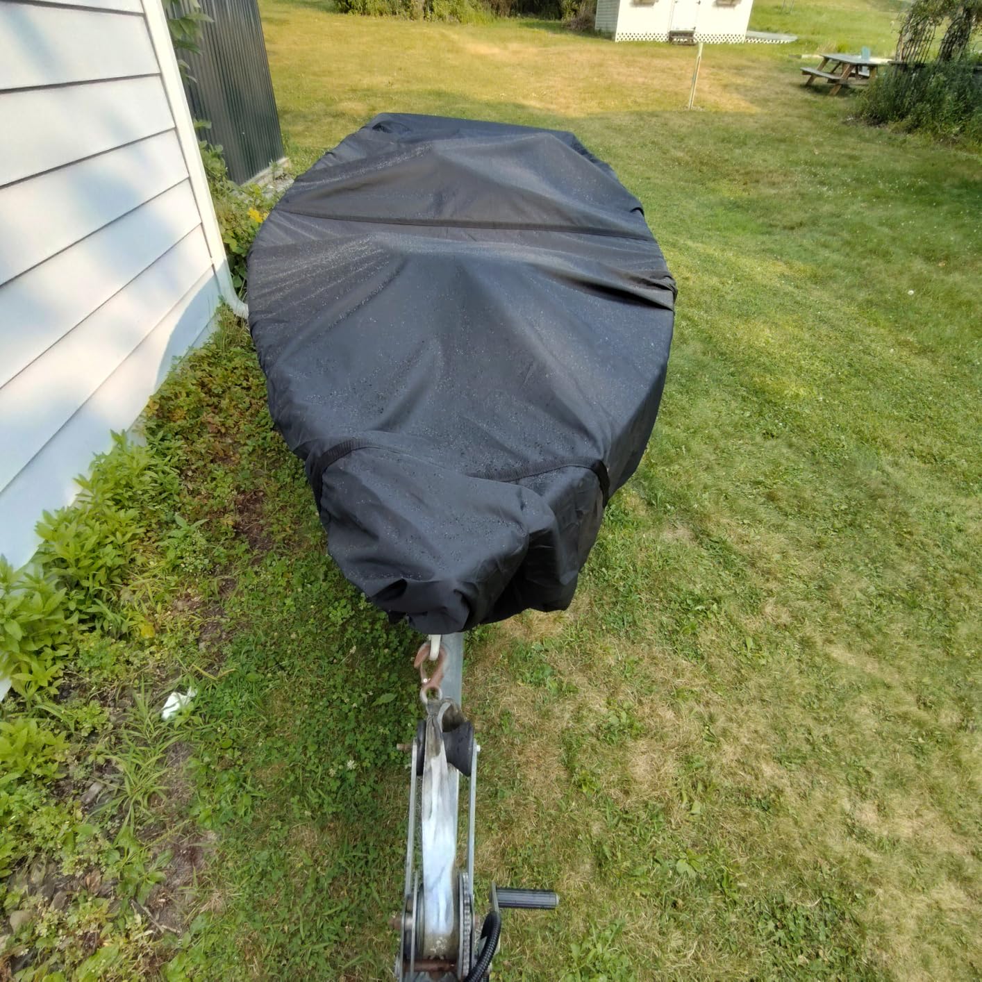 Heavy Duty 5 Layers 1200D Jon Boat Cover 12ft - 14 ft with Motor Cover, 100% Waterproof Trailerable Jon Boat Covers 12-14 Foot with 9+4 Pcs Windproof Straps customer photo 1