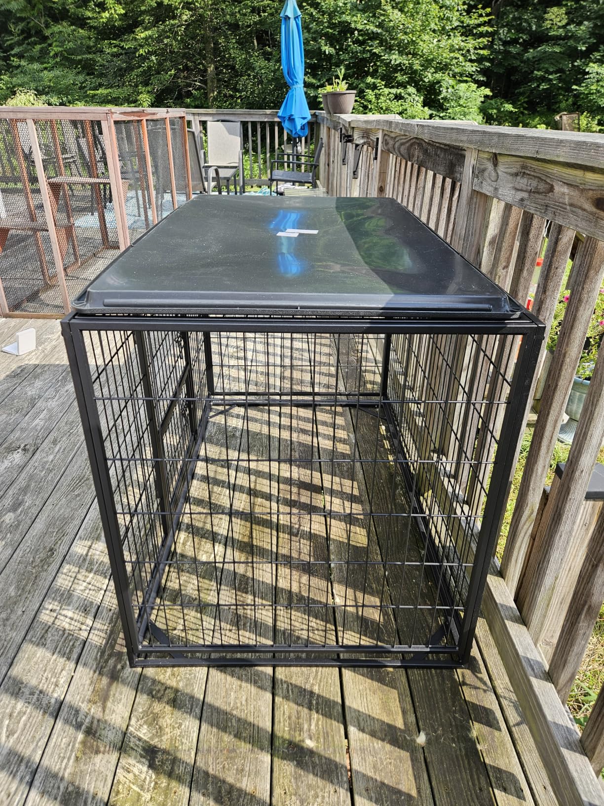 Feandrea 36.4 Inch Heavy Duty Dog Crate, Metal Escape Proof Kennel with Double Doors and Convenient Feeding Door, Removable Tray, Easy to Clean, L Pet Crate for Medium and Small Dogs, Black customer photo 1