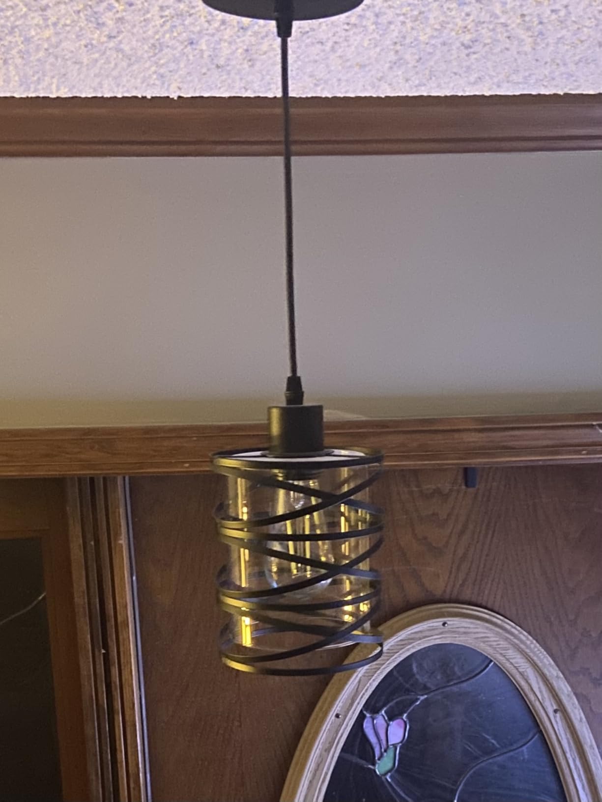 2 Pack Black Spiral Cage Pendant Lights with Clear Glass Shade, Suitable for Kitchen Island, Dining Table, Entryway, Restaurant customer photo 1