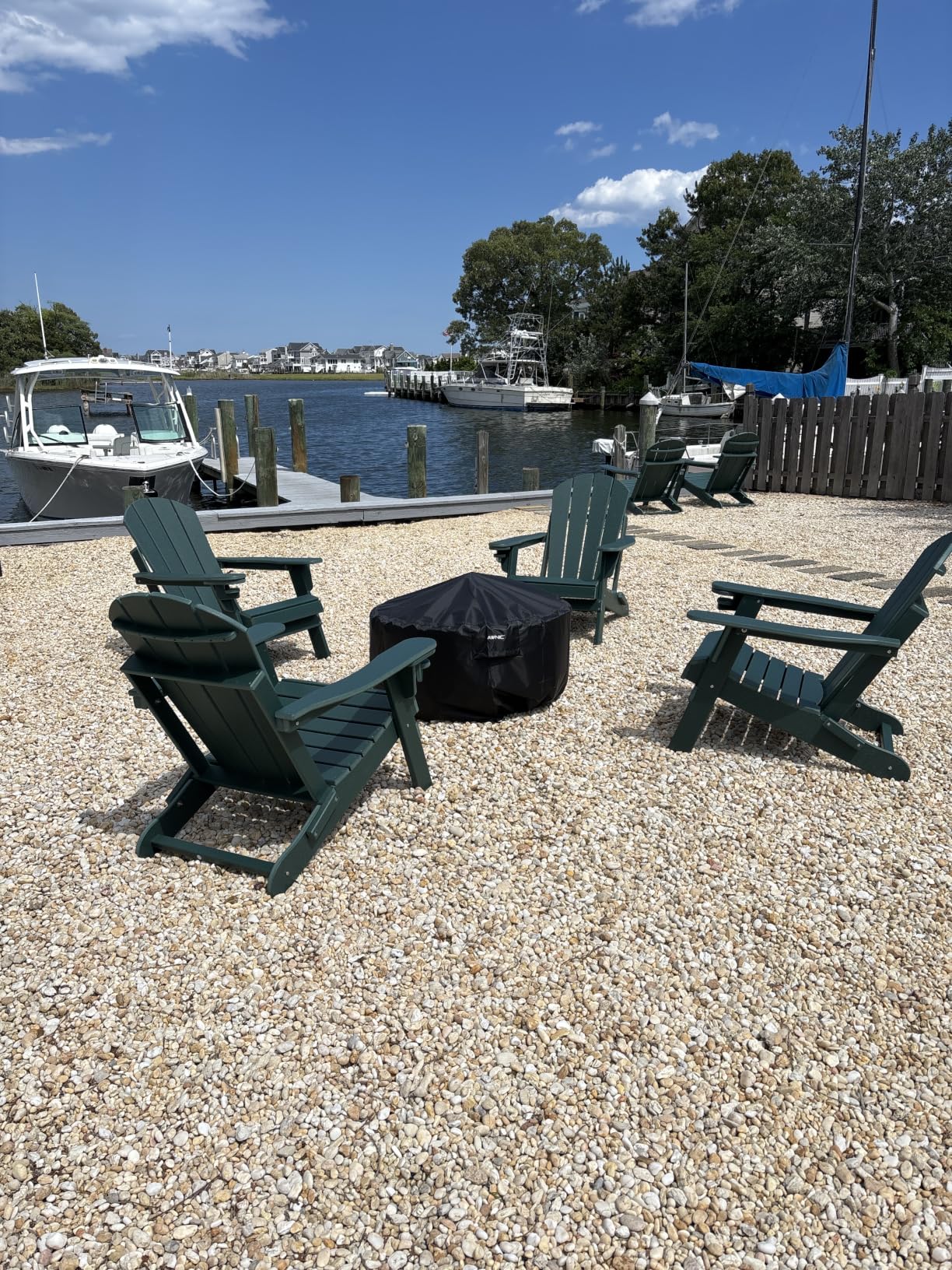 GREENVINES Folding-Adirondack-Chairs Set of 2 | HDPE Plastic | Fire Pit Chair | All Weather | Cup Holder | Blue | for Deck Backyard Patio Outdoor Garden customer photo 2