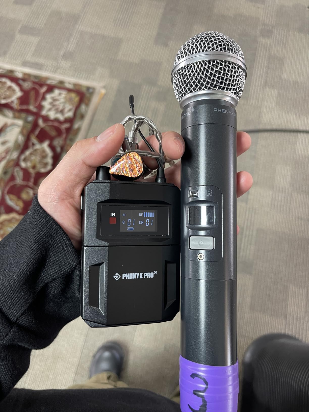 Phenyx Pro 4-Channel UHF Mono Wireless in Ear Monitor System PTM-33-4B | 4 Bodypacks, 4 x 25 Frequencies, 164 ft Range, Singers, Musicians, Bands, Live Stage, Worship customer photo 1