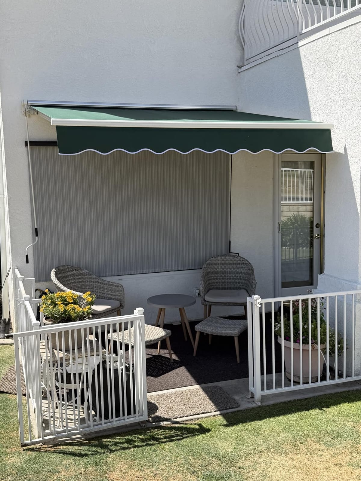 PATISOL 10'x8' Patio Manual Retractable Awning Fully Assembled, Dark Grey | Aluminum Frame, 280G Polyester, Water-Resistant, Sunshade Shelter for Outdoor Window Door Awning Deck Canopy Balcony customer photo 2