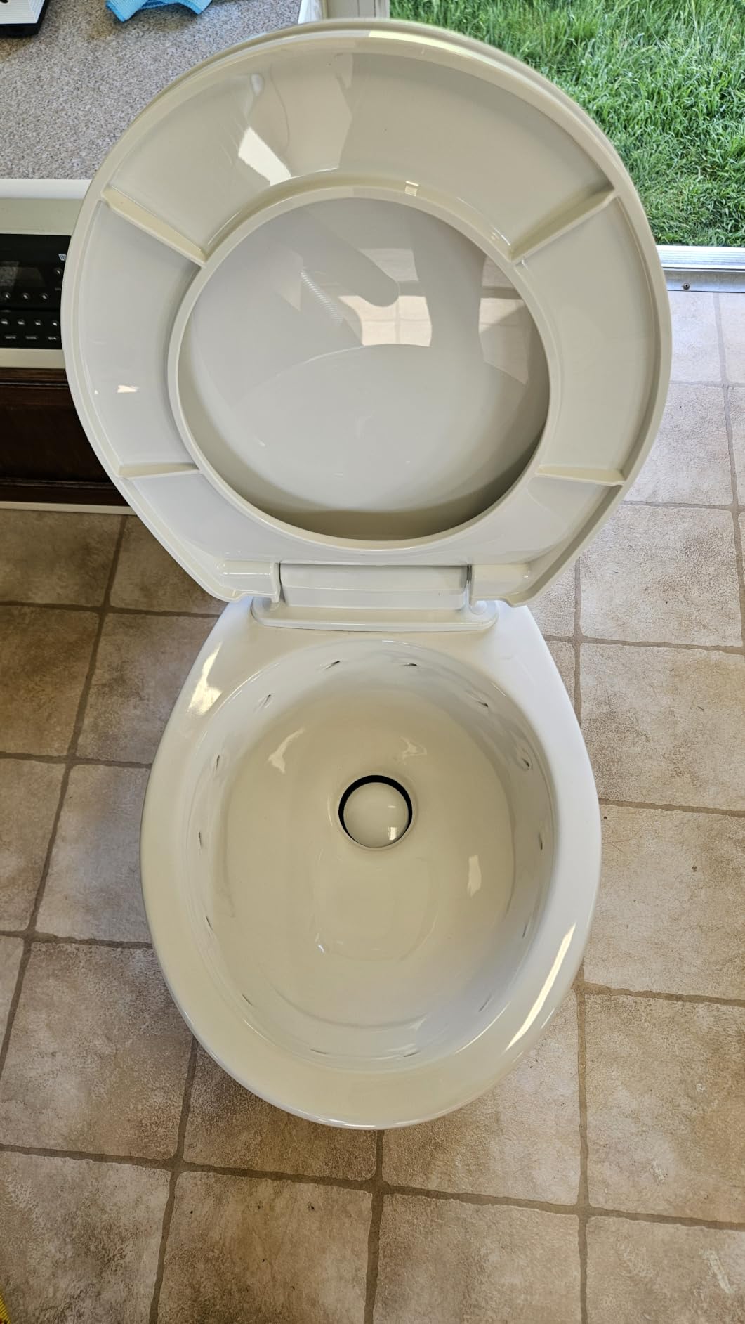 Dometic Model 410 Complete RV Toilet - Round Porcelain Bowl | Universal Fit & 2-Bolt Mount, 18