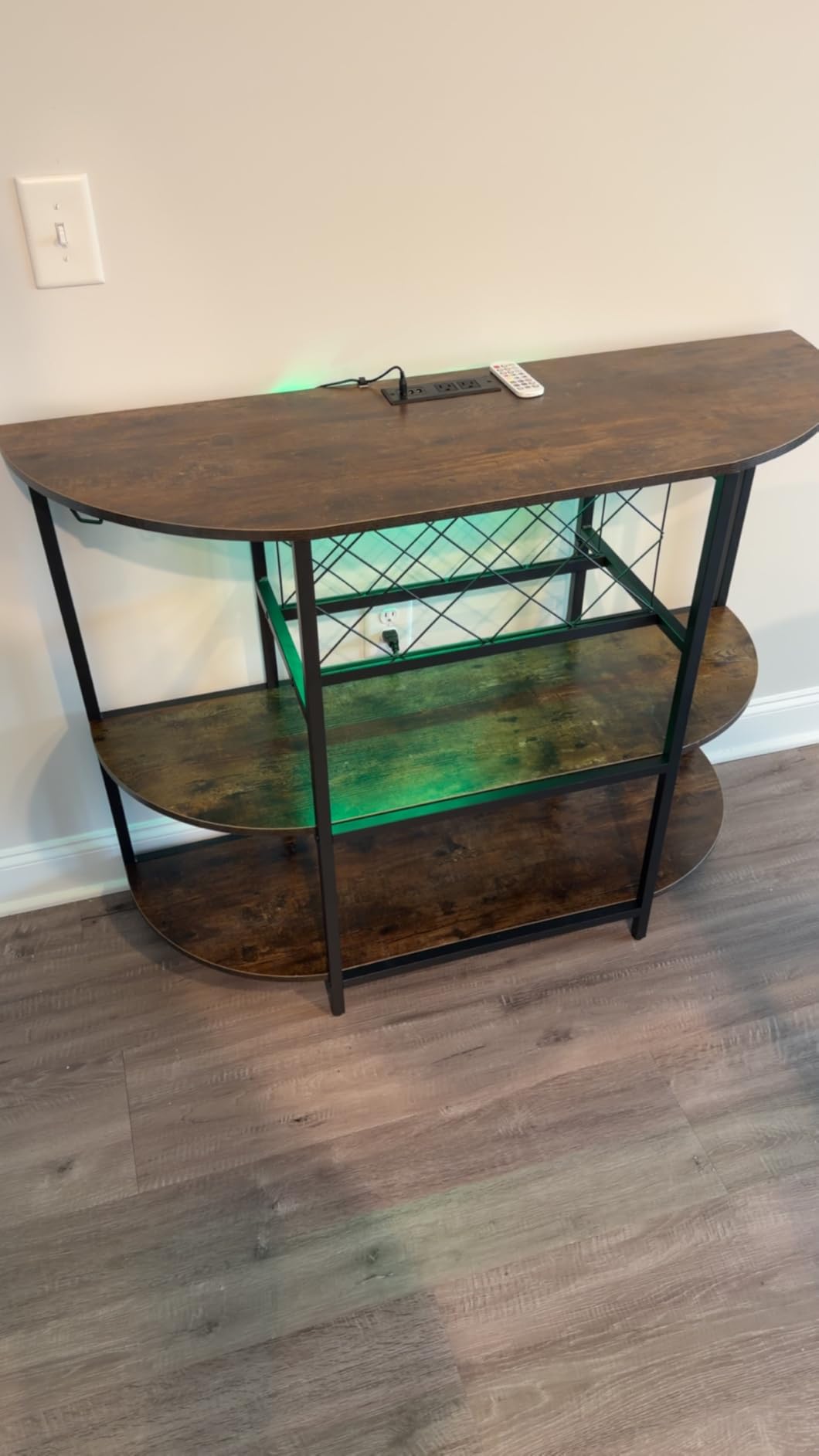 Zarler Bar Cart with Power Outlet Easy to Assemble, LED Home Bar Cabinet for Liquor, 47.3' L x 15.8' D x 36' H Metal Mini Bar Table with 4-Tier Storage, Grey customer photo 2