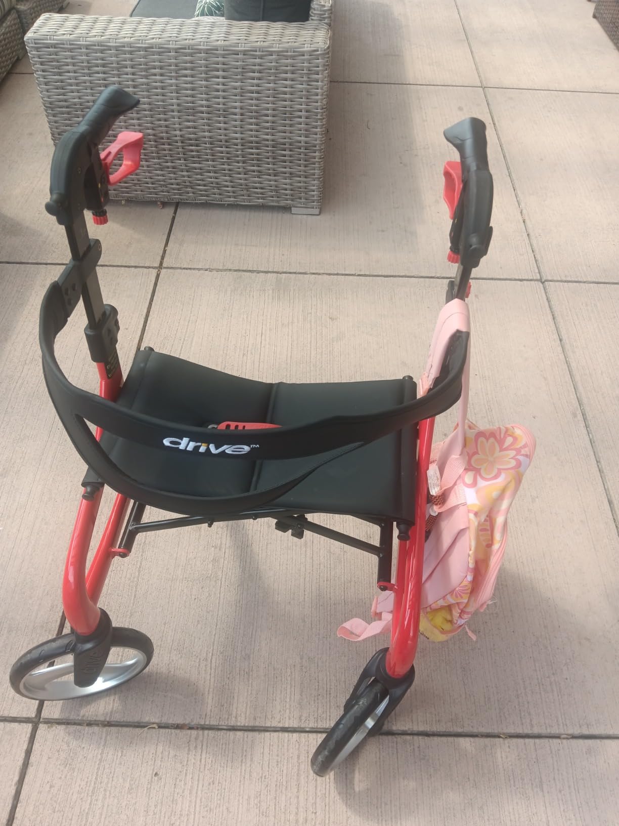 Drive Medical Nitro Sprint Rollator Walker with Seat, Standard Size, Red | Lightweight Rollator with Large Wheels Offers Compact Folding Design for Standard Size Everyday Comfort customer photo 1