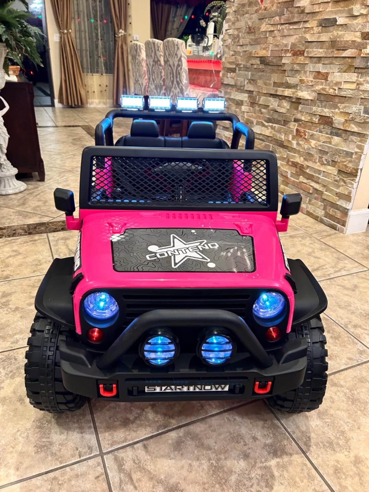SEHOMY 2-Seater Kids Electric Car, 12V Truck Power Wheels with Remote Control - 110LBS Max Load, 19'' Wide Seat, Spring Suspension, Music, Battery Powered Kids Ride on Car Black Vehicles for Boy Girl customer photo 2