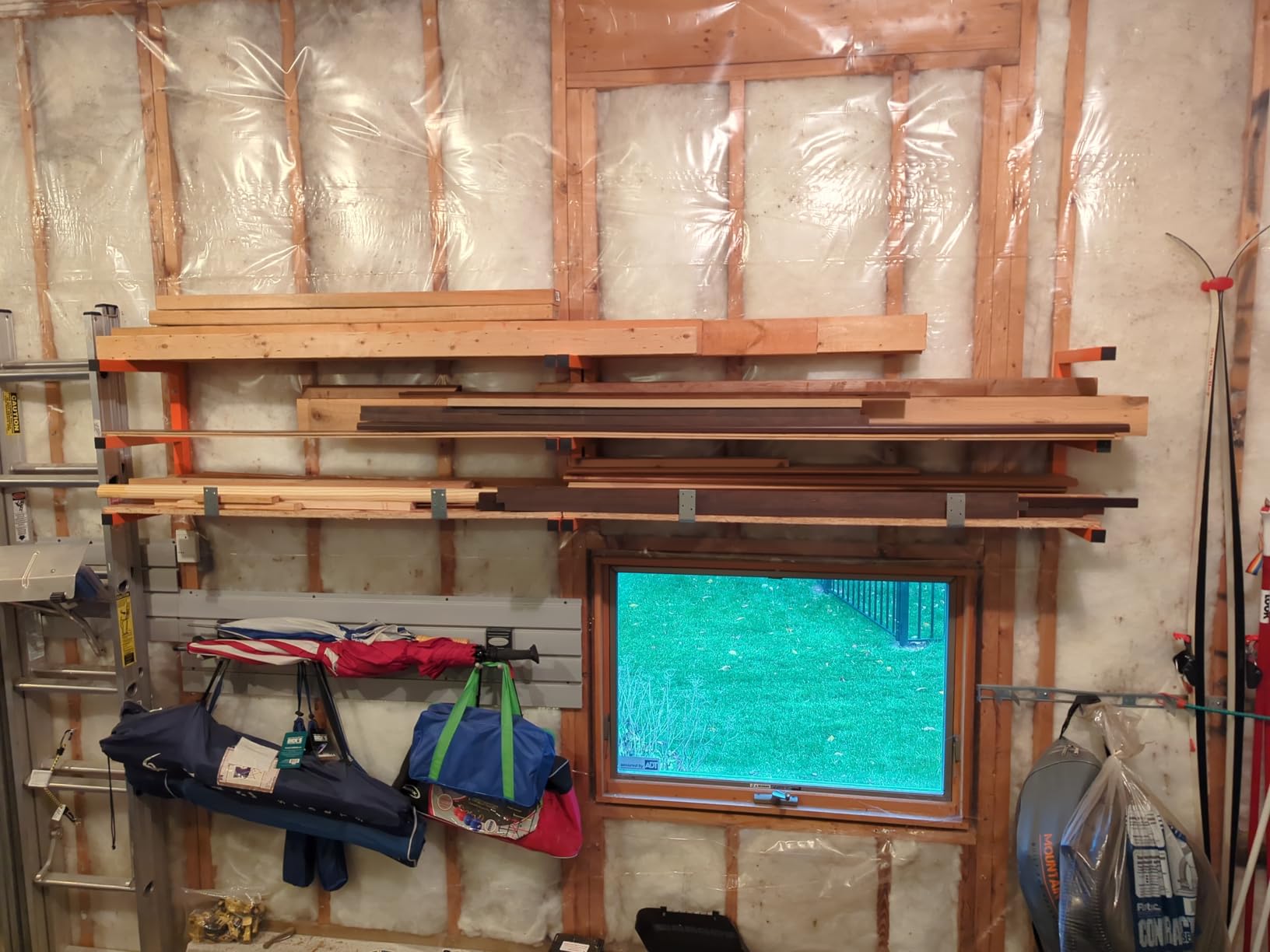 MOOMSINE Lumber Storage Rack Wall Mounted, 6-Level Holds Up 1200 Lbs Heavy Duty Wood Organizer, Metal Shelf for Shed, Workshop, Garage - 4pack, Orange customer photo 1
