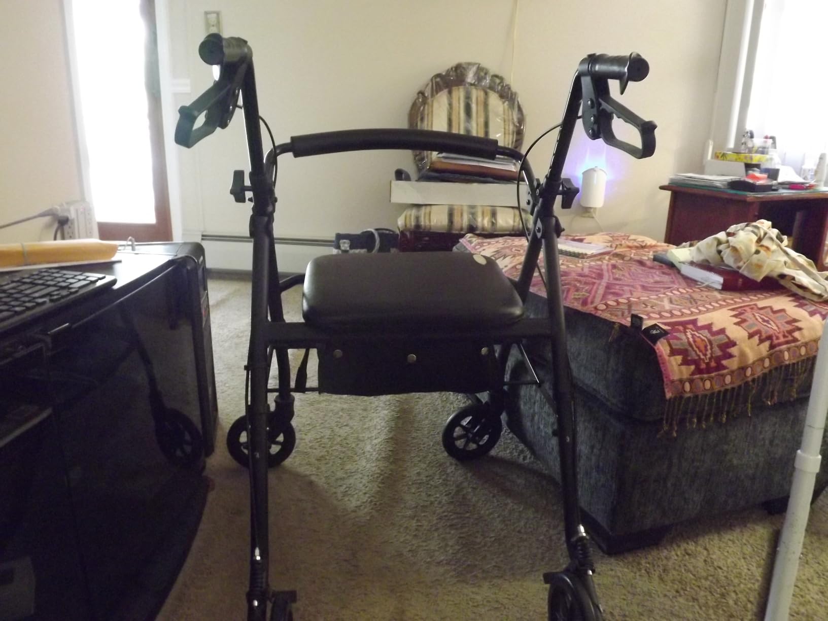 Vive Ultra Lightweight Rollator Walker with Seat - Foldable, Narrow, Rolling Senior Walker for Small Spaces - 4 Wheel Aluminum Adult Easy Drive Aid with Underseat Accessory | Rolling Senior Walker for Small Spaces - 4 Wheel Aluminum Adult Easy Drive Aid with Underseat Accessory customer photo 2