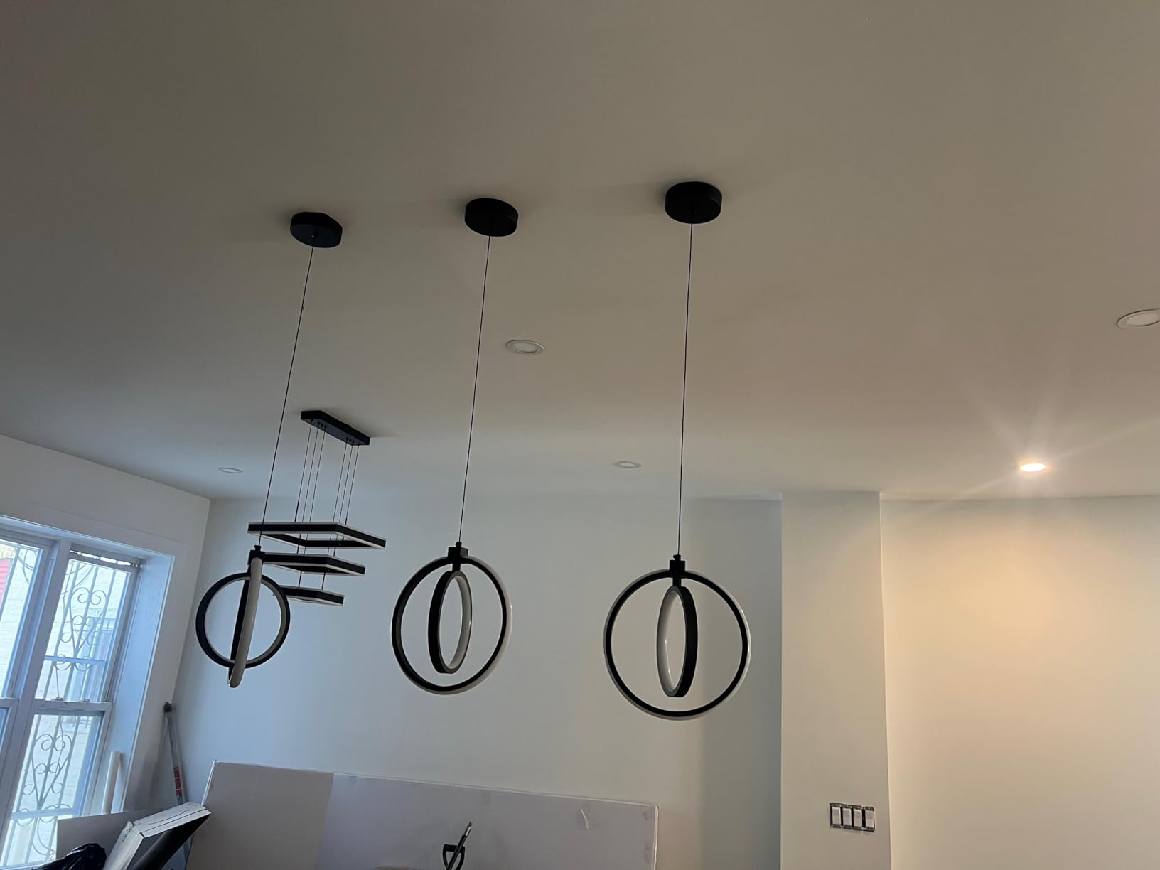 Modern LED Chandelier Gold Ring Pendant Light Fixtures 4000K Dimmable Height Adjustable Pendant Lighting for Dining Room Kitchen Island Bedroom Living Room Foyer (3-Pack) customer photo 1