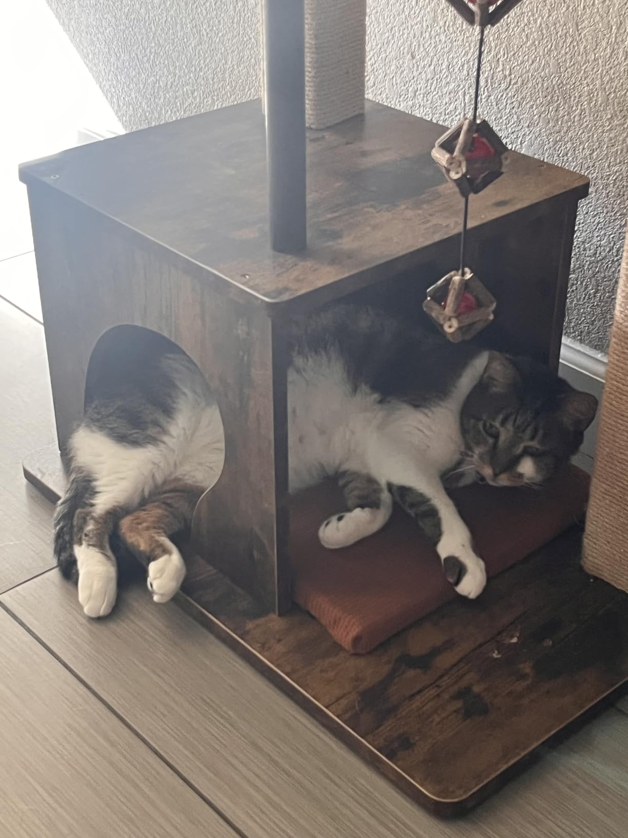 FUKUMARU Retro-Modern Cat Tree, 4 in 1 Large Cat Tower with Hammock & Condo | 53.5