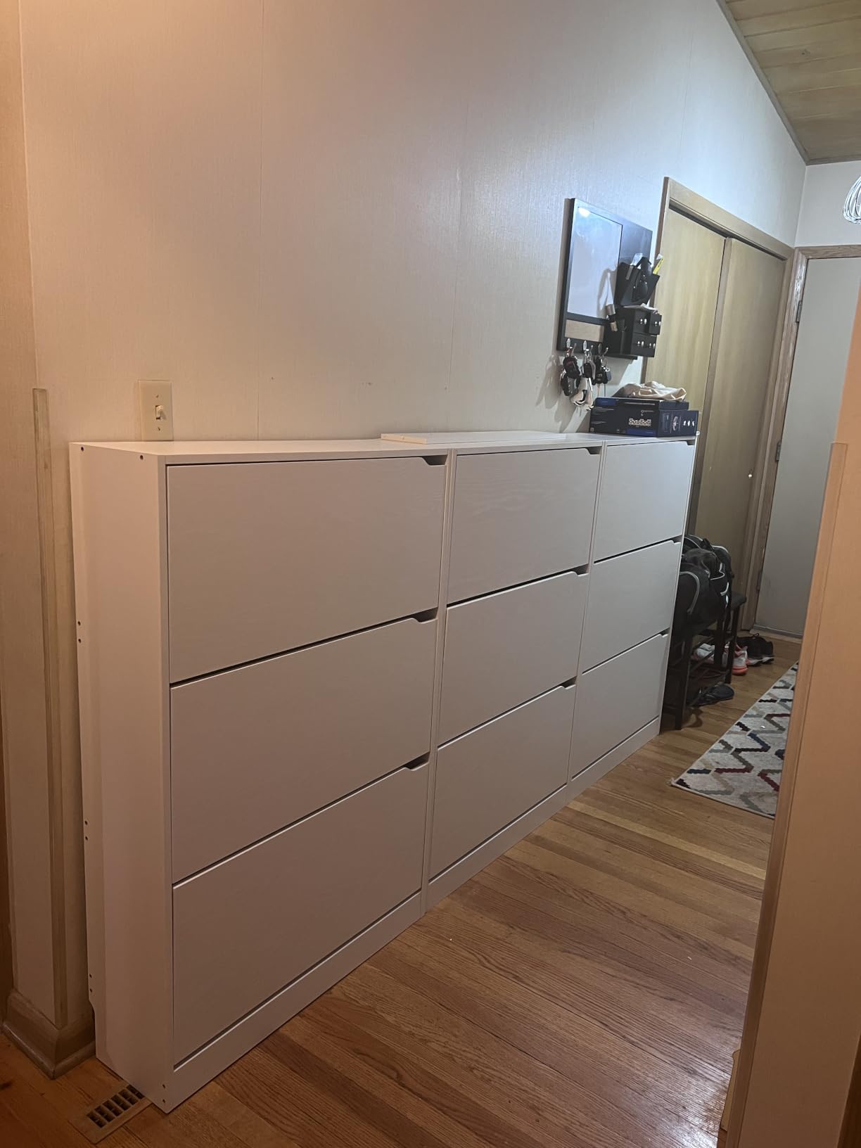 BORNOON Shoe Cabinet with 3 Flip Drawers, Hidden Wood Shoe Cabinet, Freestanding Shoe Storage Cabinet for Entryway Hallway, White customer photo 2