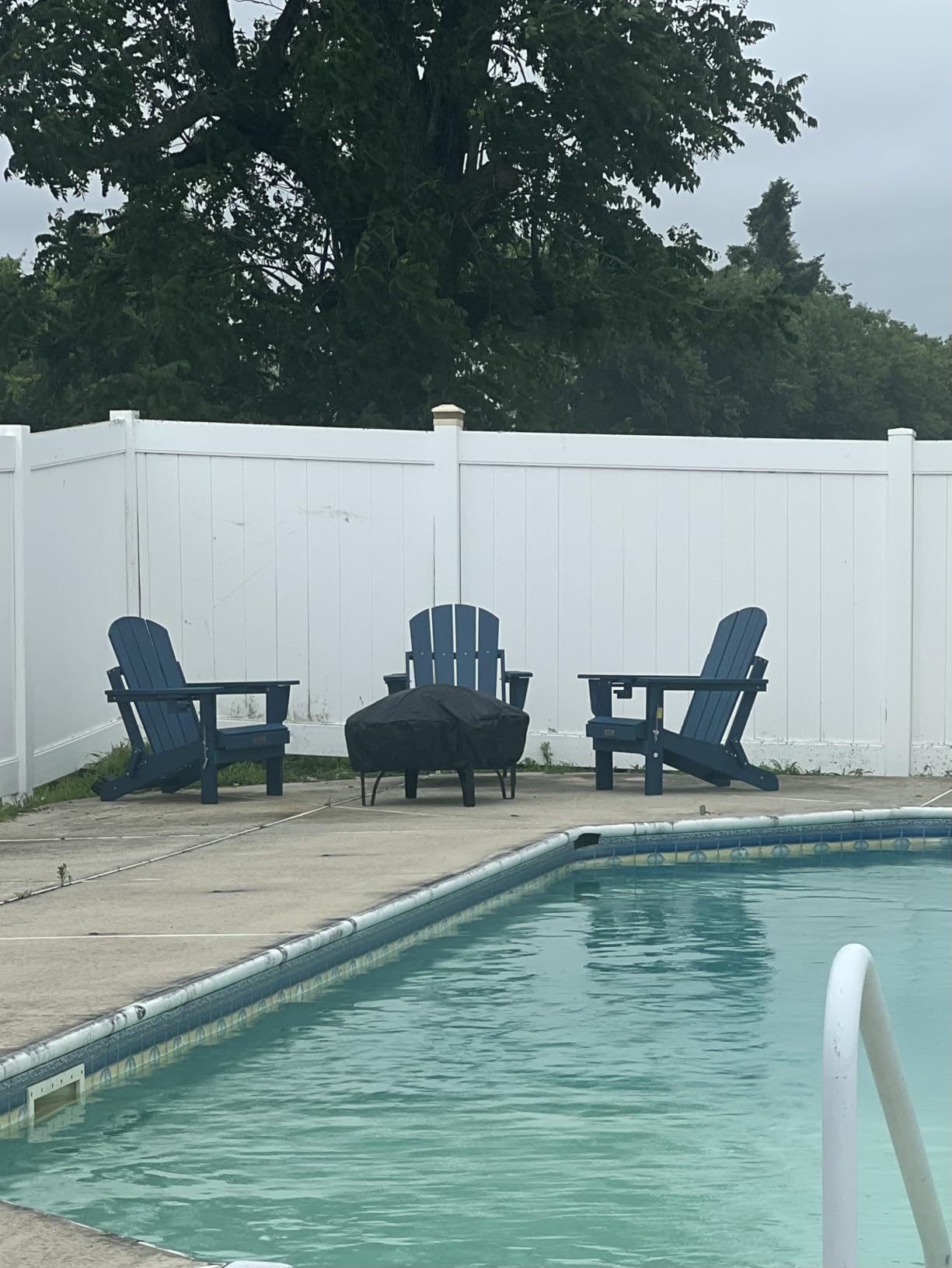 SERWALL Folding Adirondack Chair Set of 4 with Cup Holder for Fire Pit-Blue | Foldable Adirondack Chairs for Patio Garden Outdoor, Weather Resistant Plastic Fire Pit Chair with Wood Texture, SGS Tested customer photo 1