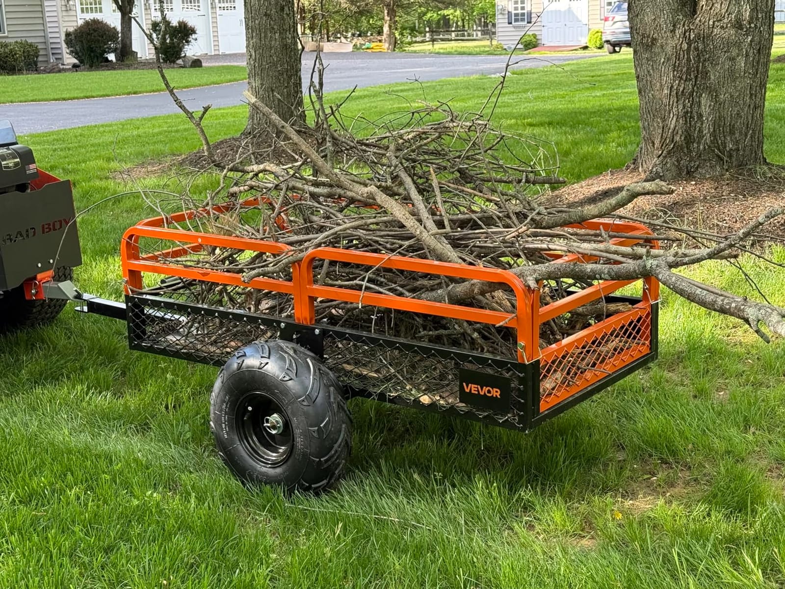 VEVOR Heavy Duty ATV Trailer Steel Dump Cart Tow Behind, 750 lbs 12 Cubic Feet, Garden Utility Trailer Yard Trailers with Removable Sides for Riding Lawn Mower Tractor customer photo 1