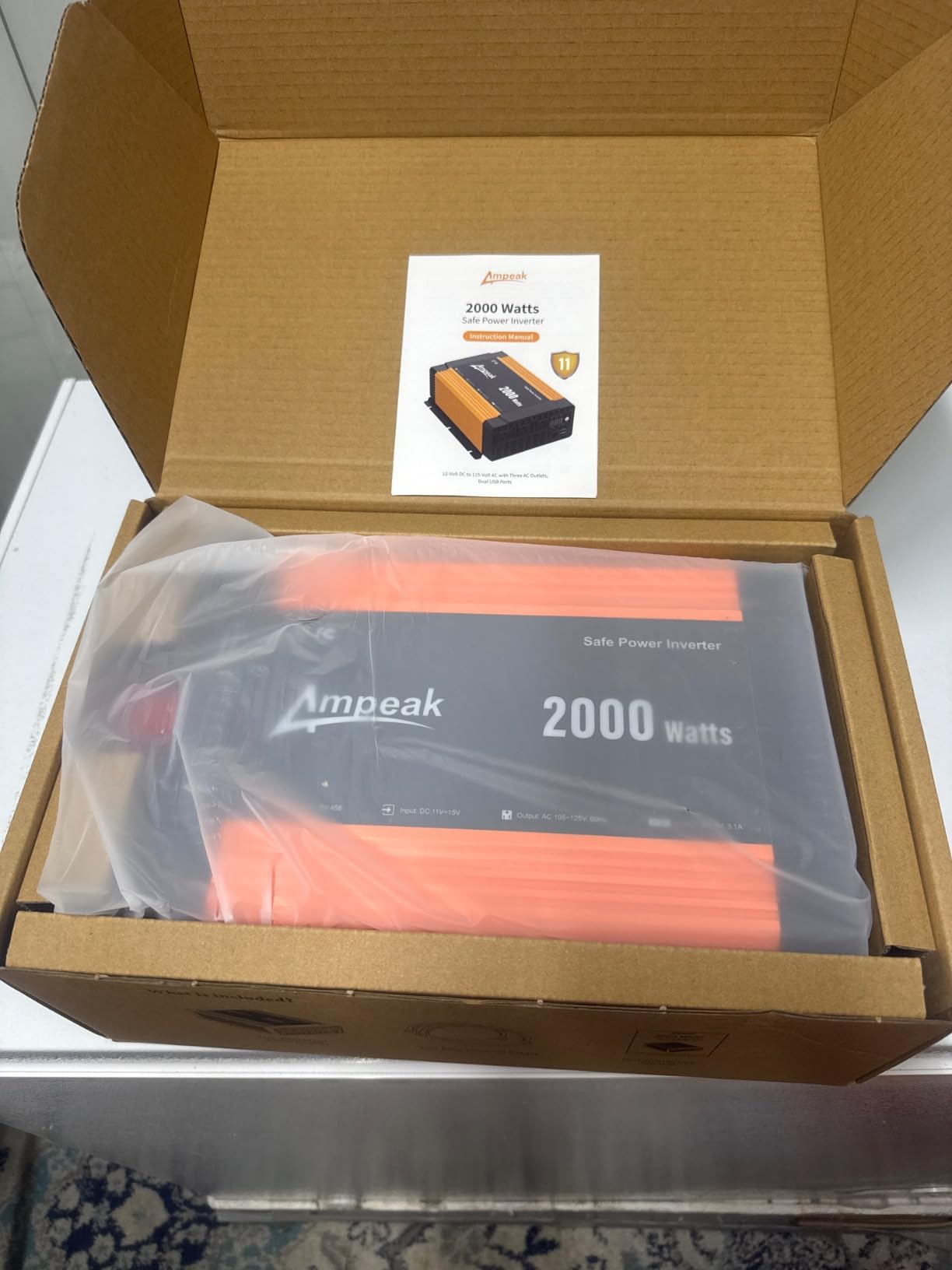 Ampeak 2000W Power Inverter, Remote Controller, 89% Efficiency | 4000W Surge, 3 AC Outlets, Dual USB, LCD Display, 52dB, 11 Protections, for Truck RV Car Camping customer photo 1