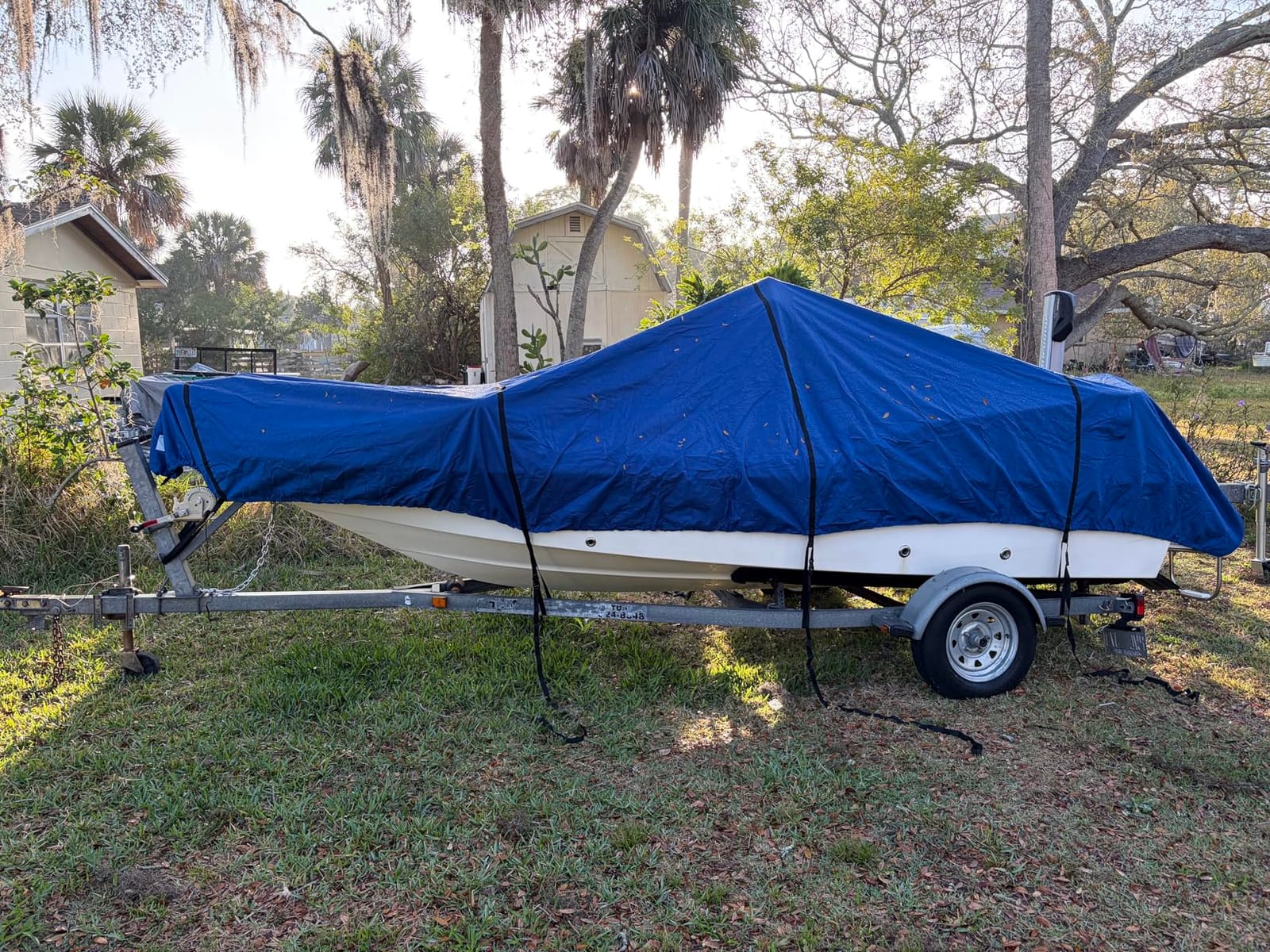 RVMasking Boat Cover, Ultra-Thick 1600D Polyester Canvas with Double PU Waterproof Coating, Fits 20-22ft Tri-Hull, V-Hull, Runabout, Fish & Ski Boat, Bass Boat, Gray customer photo 2