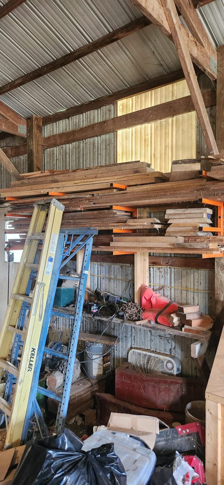 YYR Wood Organizer and Lumber Storage Rack Wall Mount, Heavy Duty Metal Shelf with 6-Level Holds Up 1200 LBS, Indoor & Outdoor Use - Orange customer photo 2