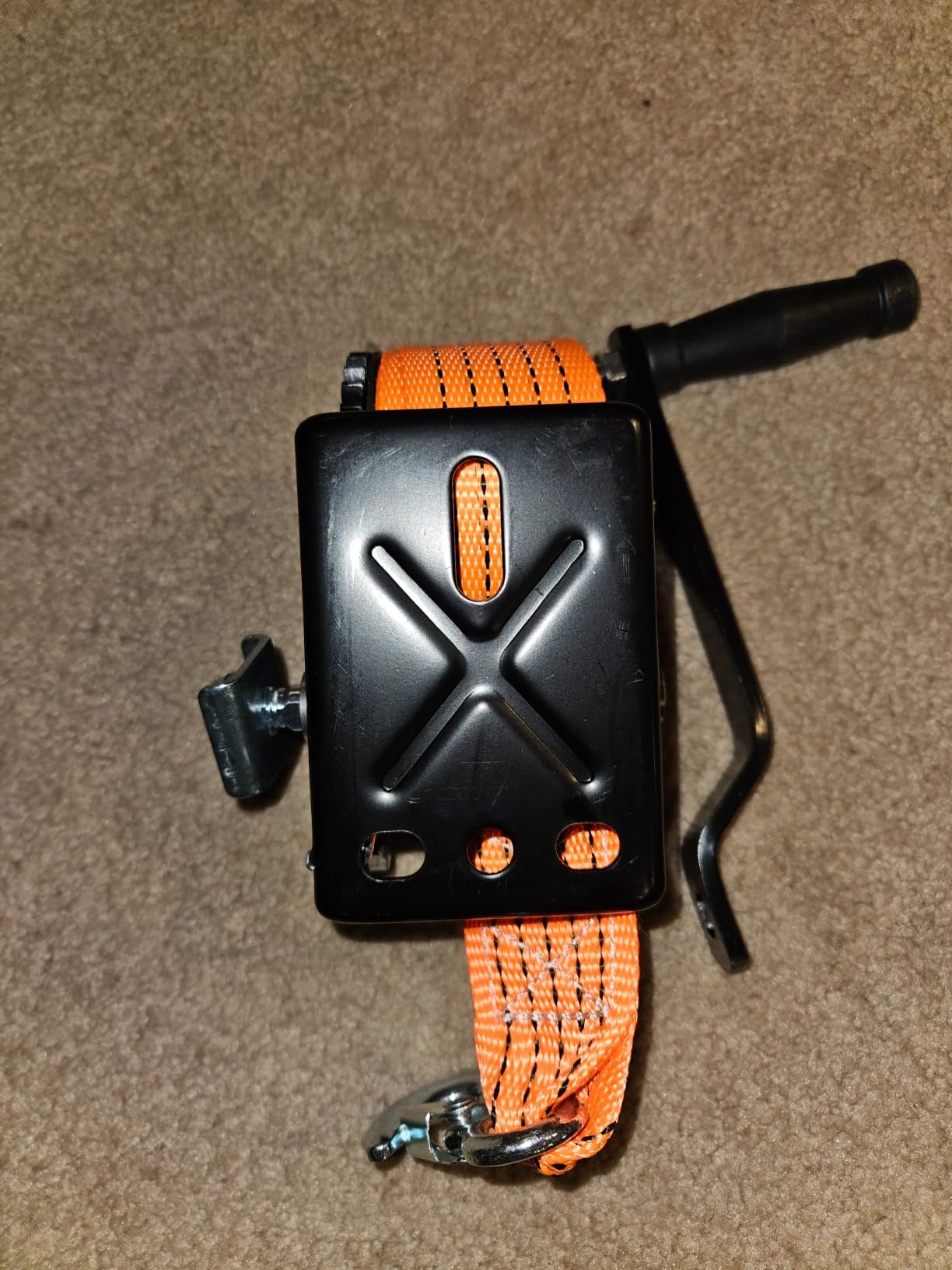 3500lbs Heavy Duty Boat Trailer Winch with 32FT Strap, 2-Way Ratchet 4:1/8:1 Gear Trailer Winch, Portable Hand Crank Winch for Boat, Truck, Trailer, RV, ATV, Jet Ski customer photo 1