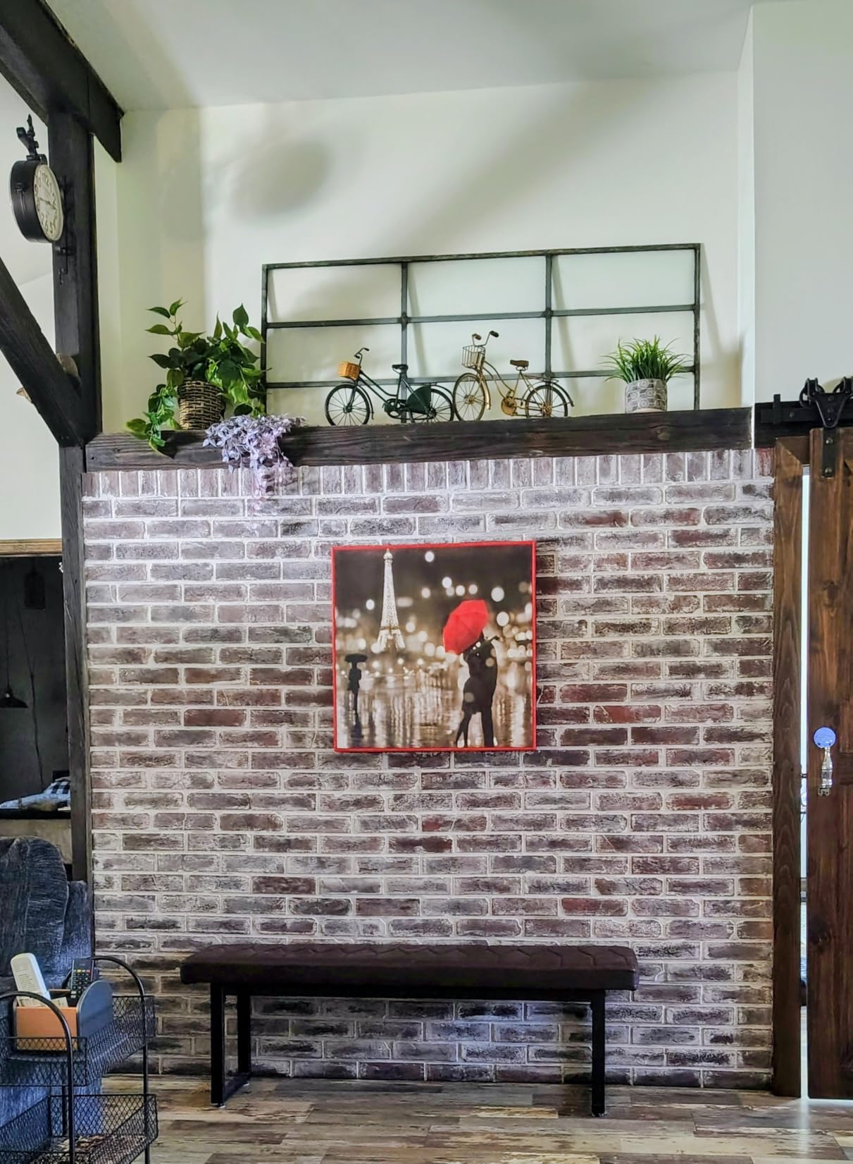 100 Vintage Grey Faux Brick Wall Tiles, 3D Thin Brick Veneers for Bedroom, Bathroom, Kitchen, Fireplace and Fence Wall Panels (14.2 sq ft) customer photo 2