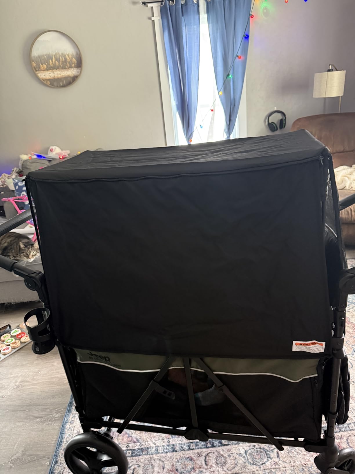 Jeep Aries Stroller Wagon by Delta Children Premium Wagon for 2 Kids with Convertible Seats, Adjustable Push/Pull Handles, Removable Canopy & Flat Fold - Greenguard Gold Certified, Black/Green customer photo 2