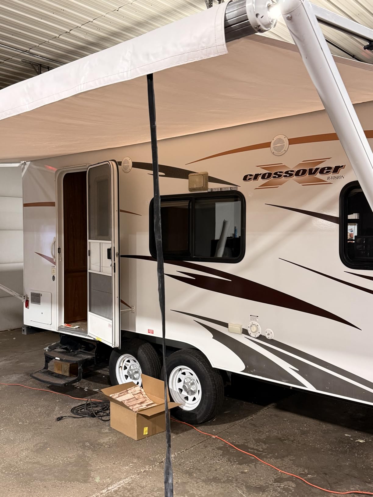 RV Awning Fabric Replacement, 19.5oz Heavy-Duty Weatherproof Vinyl Camper Awning Replacement Universal Outdoor Canopy for RV, Motorhome, Trailer Awnings (Gray Fade, 16'(Fabric 15'2