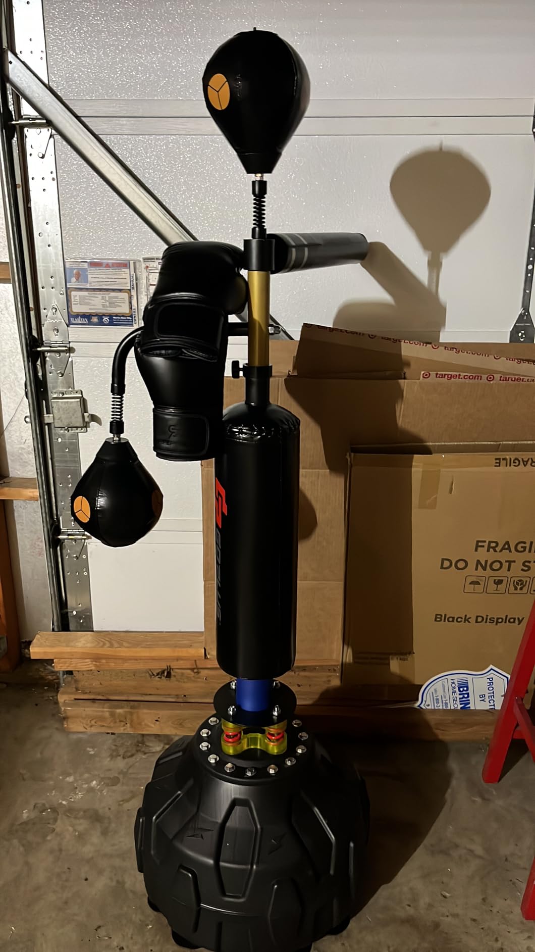 GYMAX Punching Bag, Freestanding Boxing Bag Trainer with 2 Speed Balls, Swivel Bar & Punching Bag Stand, Height Adjustable Kickboxing Reflex Equipment for Adults, MMA Muay Thai Fitness customer photo 2