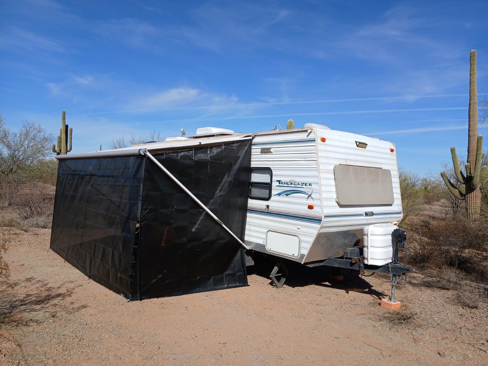 RV Awning Side Shade 9'X7', Black Mesh RV Awning Sun Shade Screen, Universal Trailer Sunshade Screen with Complete Kits, Improves Shadow and Privacy customer photo 2